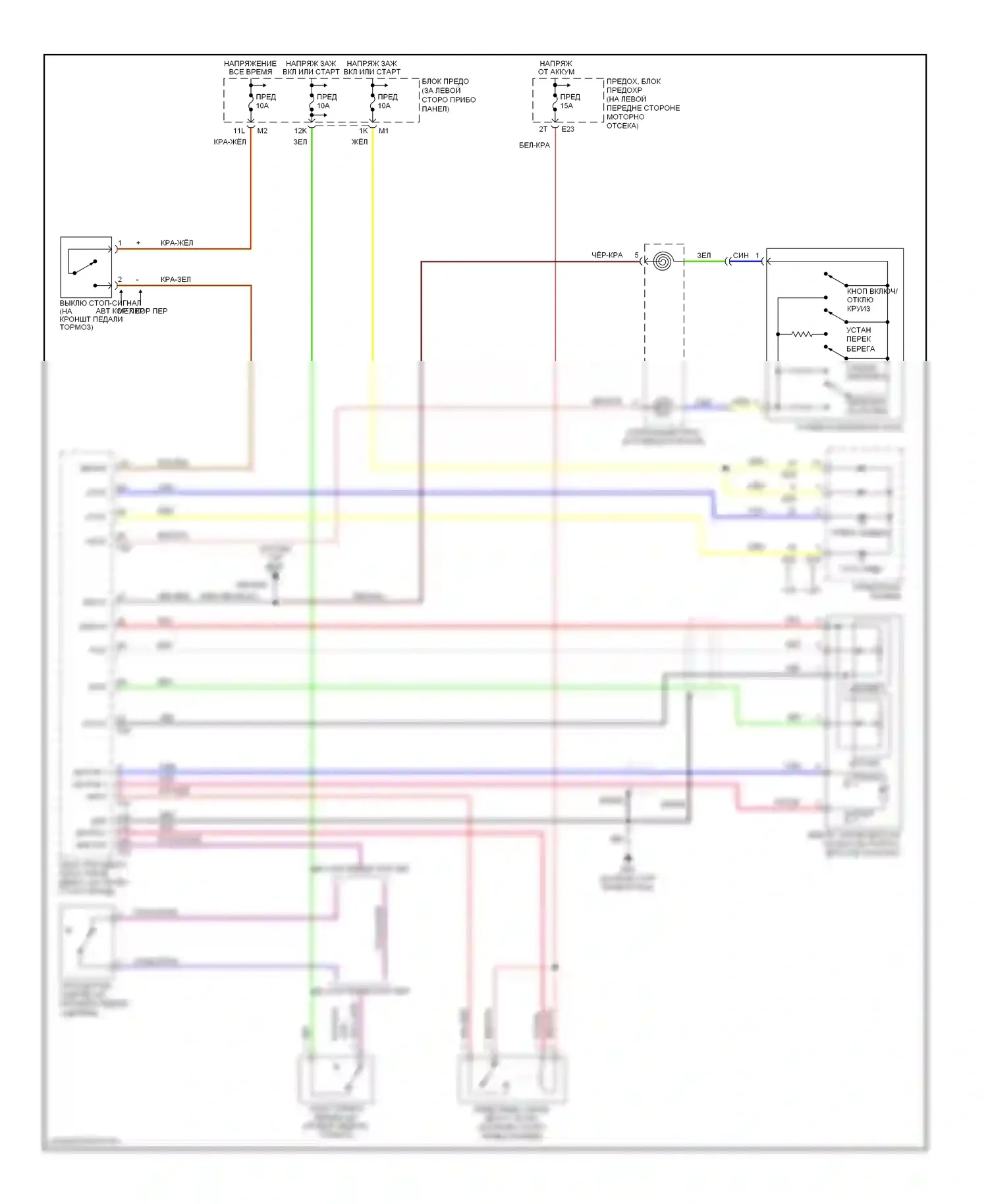 Sentra Nissan B15 (1998-2006): Электросхема круиз-контроля 