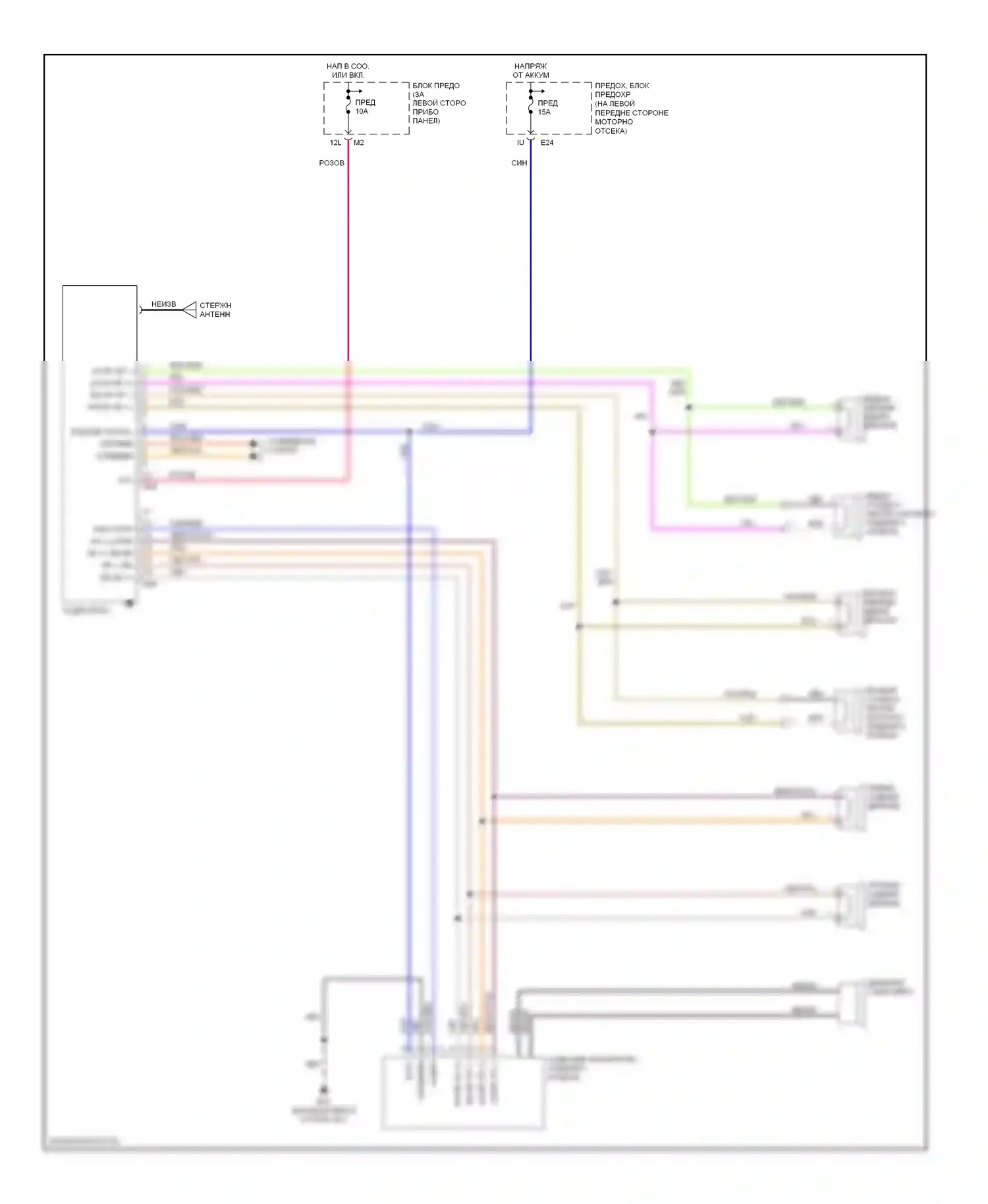 Sentra Nissan B15 (1998-2006): Магнитола электросхема, базовой и среднего уровня 