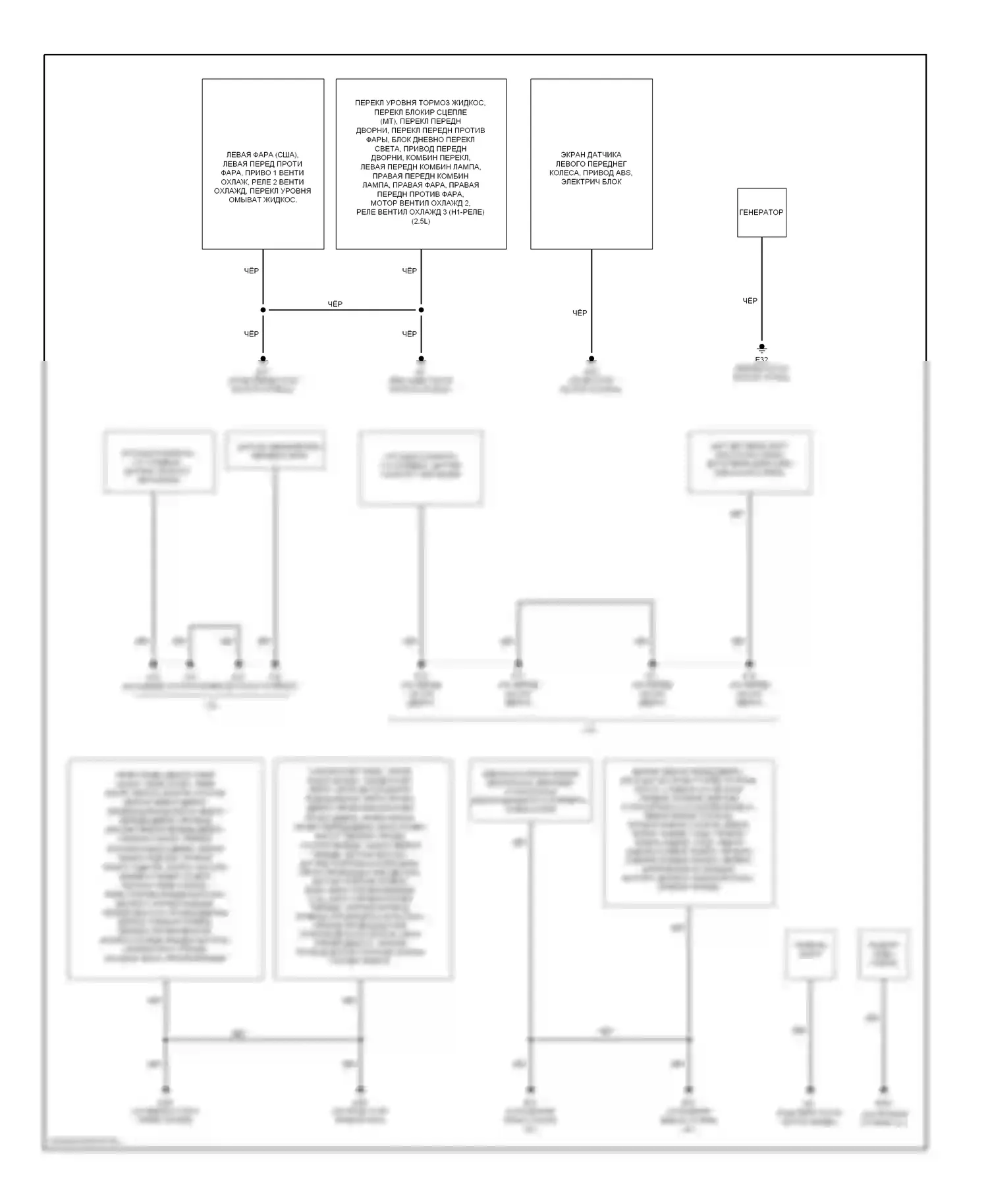 Sentra Nissan B15 (1998-2006): Электросхема точек подключения масс 