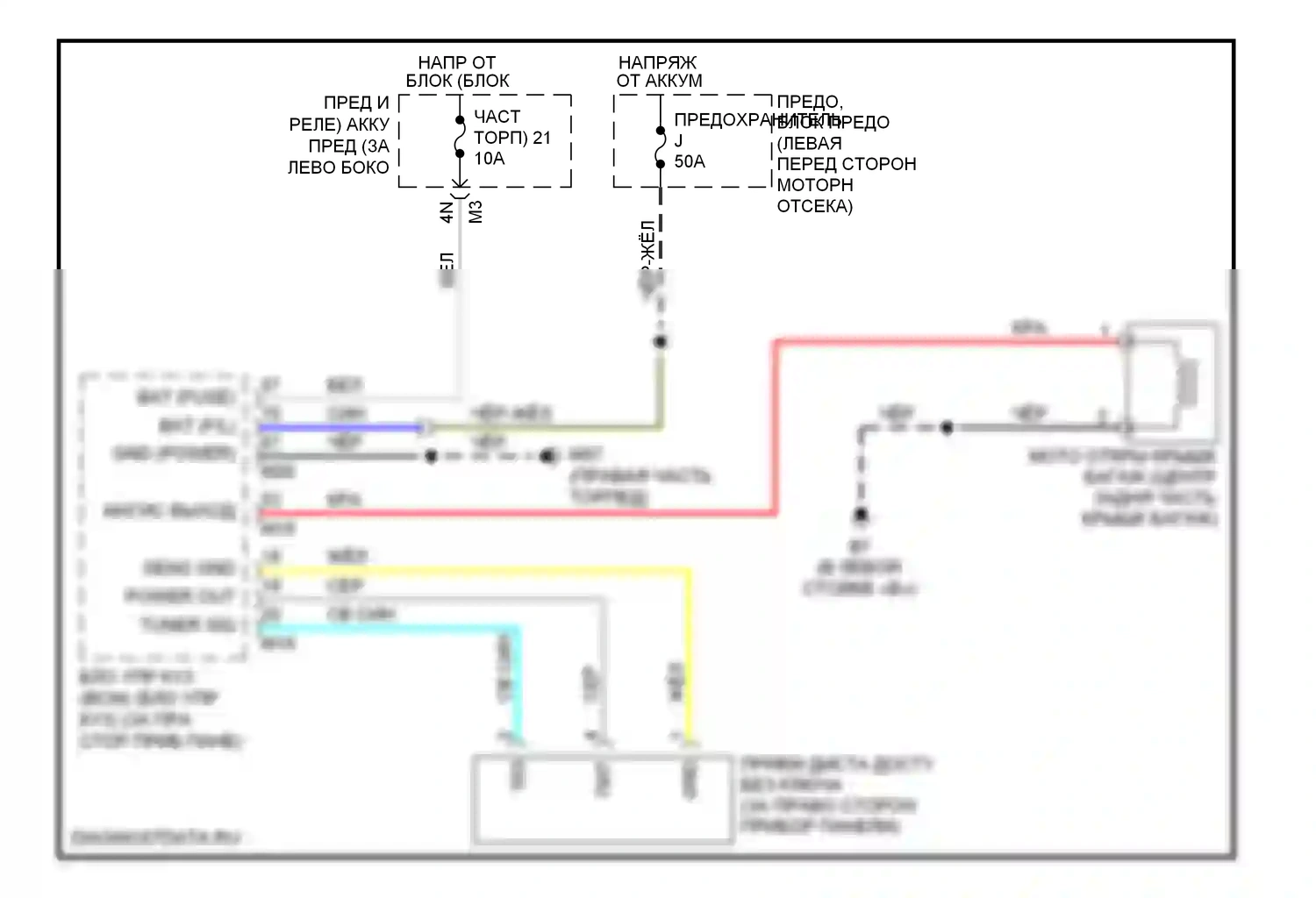 Sentra Nissan B16 рестайлинг (2009-2012): Багажник разблокировать монтажную электросхему, без интеллектуального клавишного блока 