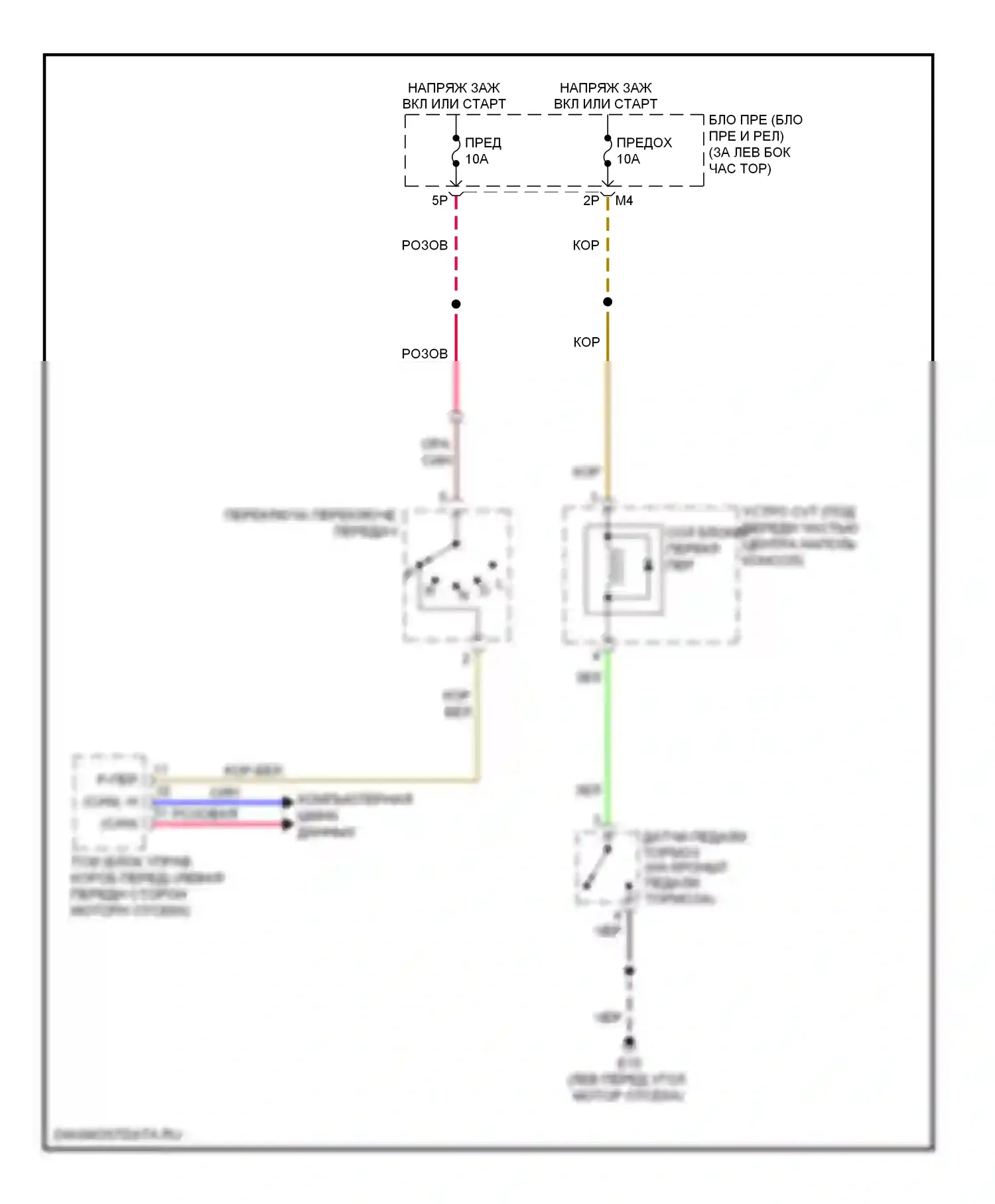 Sentra Nissan B16 рестайлинг (2009-2012): Электросхема блокировки селектора 