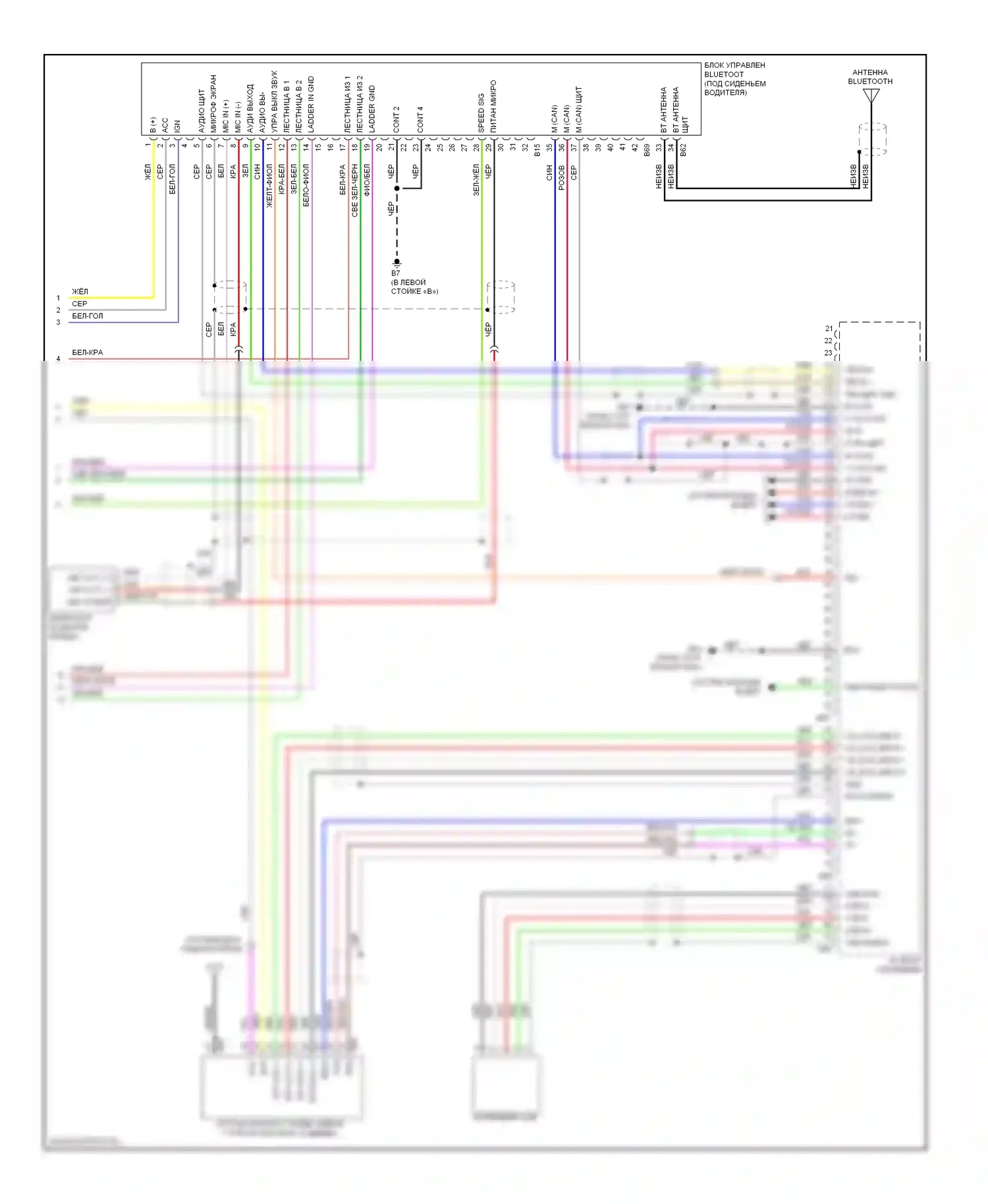 Sentra Nissan B16 рестайлинг (2009-2012): Электросхема магнитолы премиум-класса, без ямки рокфорда и навигации (2 из 2) 