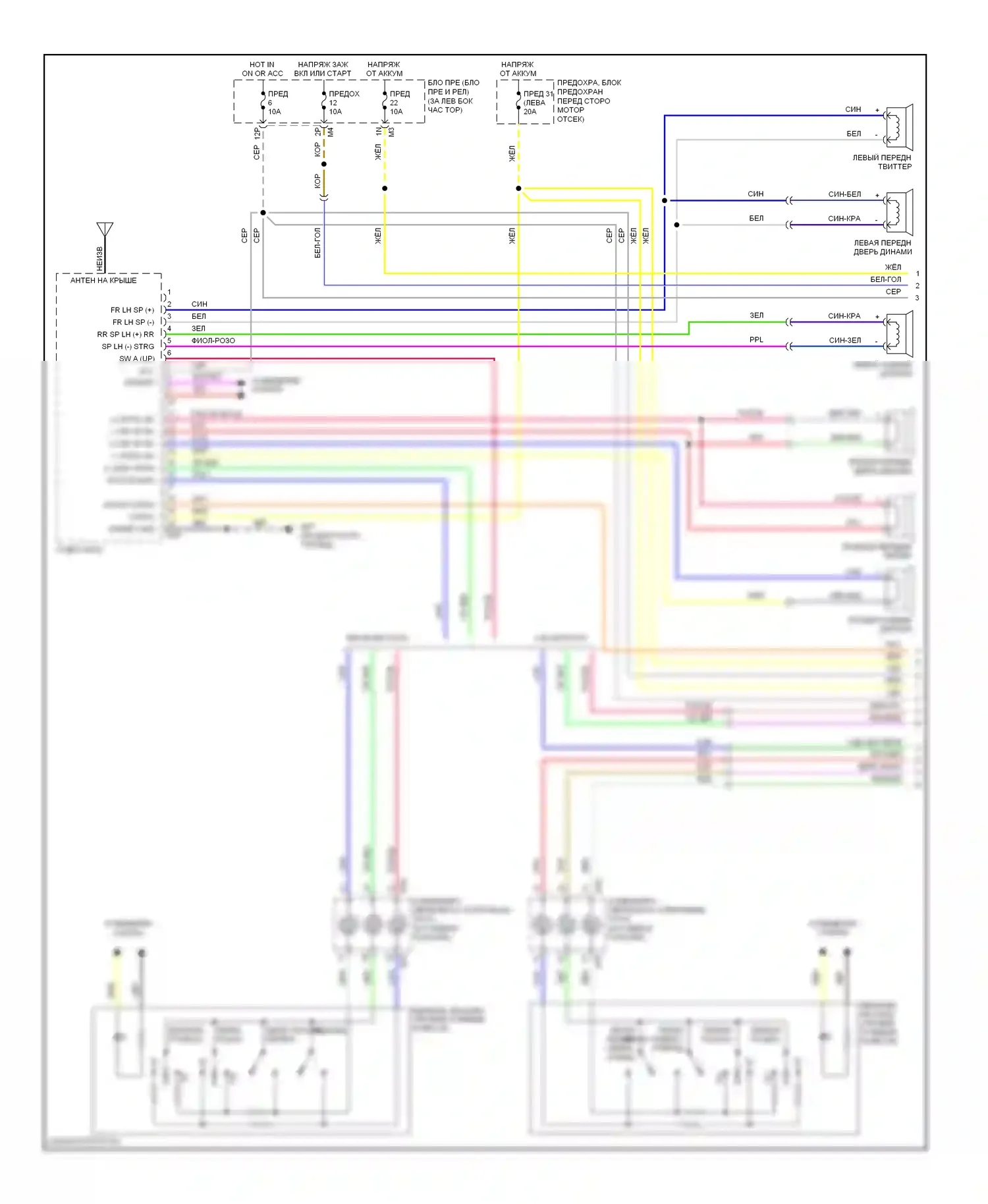Sentra Nissan B16 рестайлинг (2009-2012): Электросхема радиомодуля средней линии (1 из 2) 