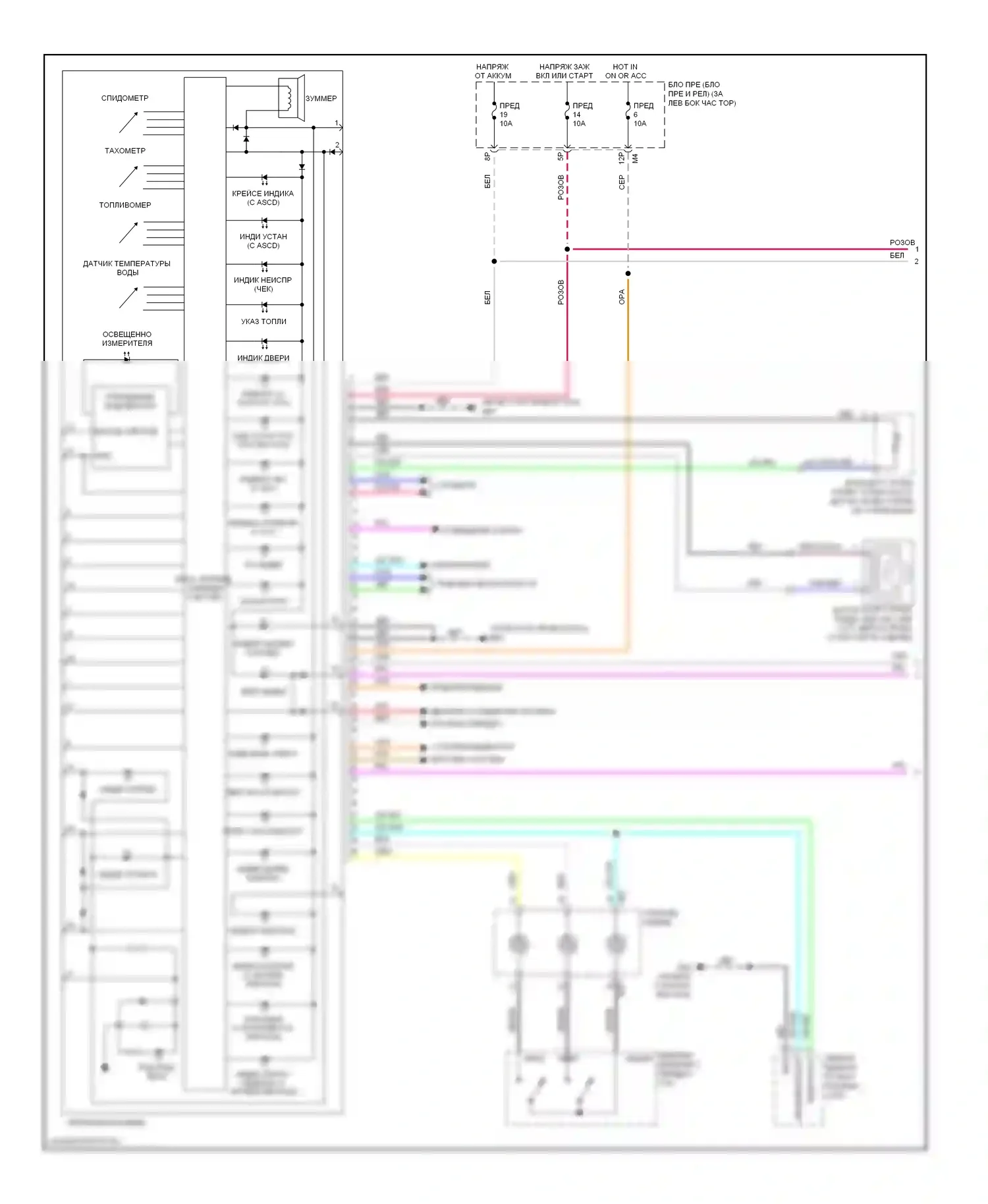 Sentra Nissan B16 рестайлинг (2009-2012): Электросхема приборной панели (1 из 2) 
