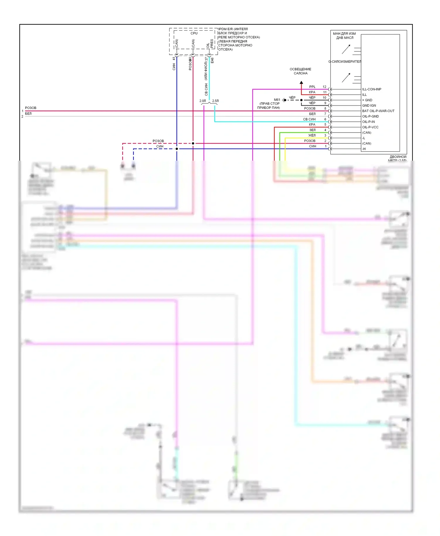 Sentra Nissan B16 рестайлинг (2009-2012): Электросхема приборной панели (2 из 2) 