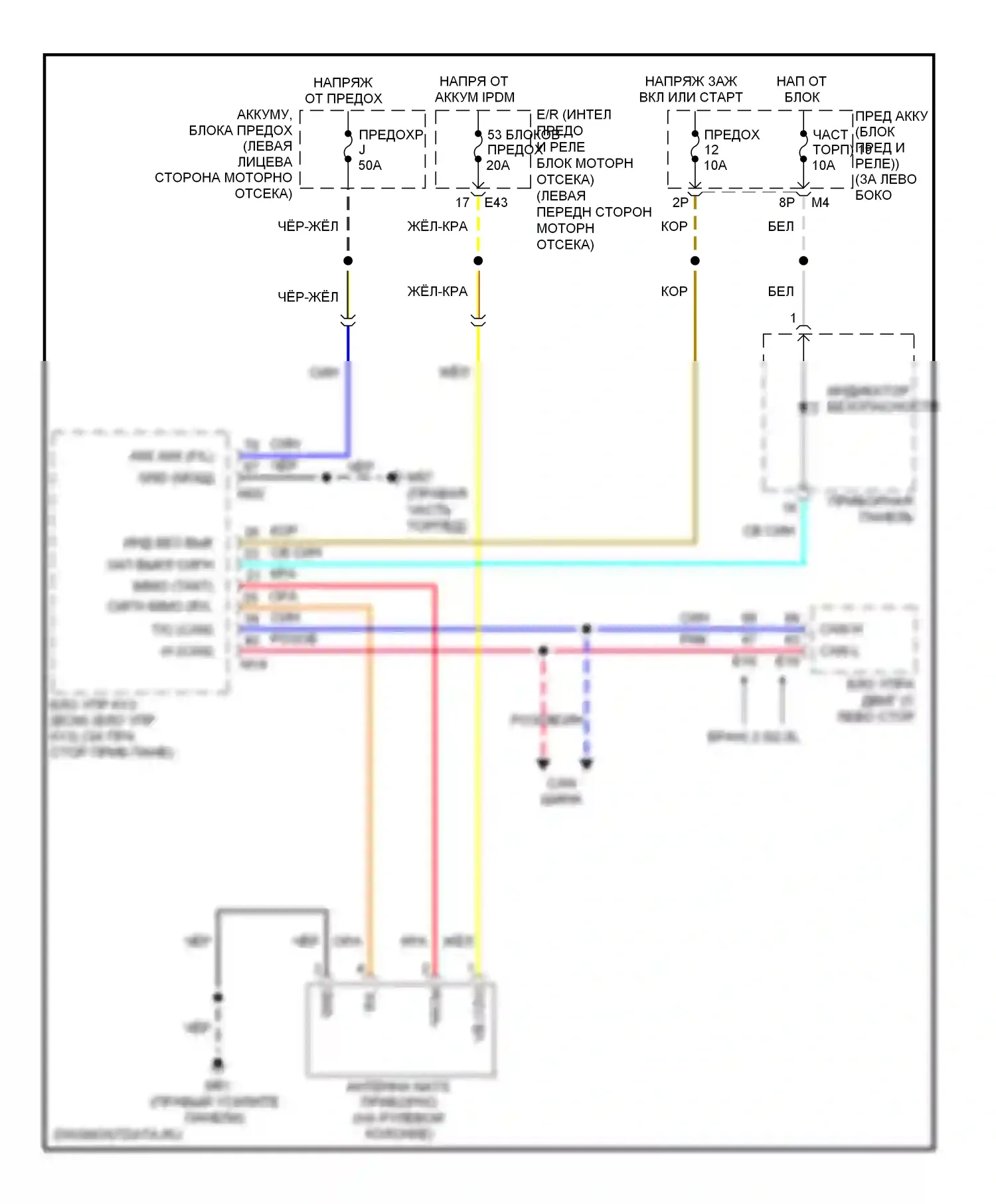 Sentra Nissan B16 рестайлинг (2009-2012): Электросхема иммобилайзера 