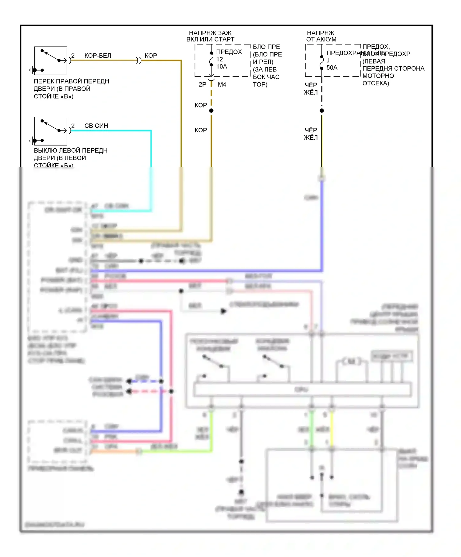 Sentra Nissan B16 рестайлинг (2009-2012): Электросхема складной крыши/люка 