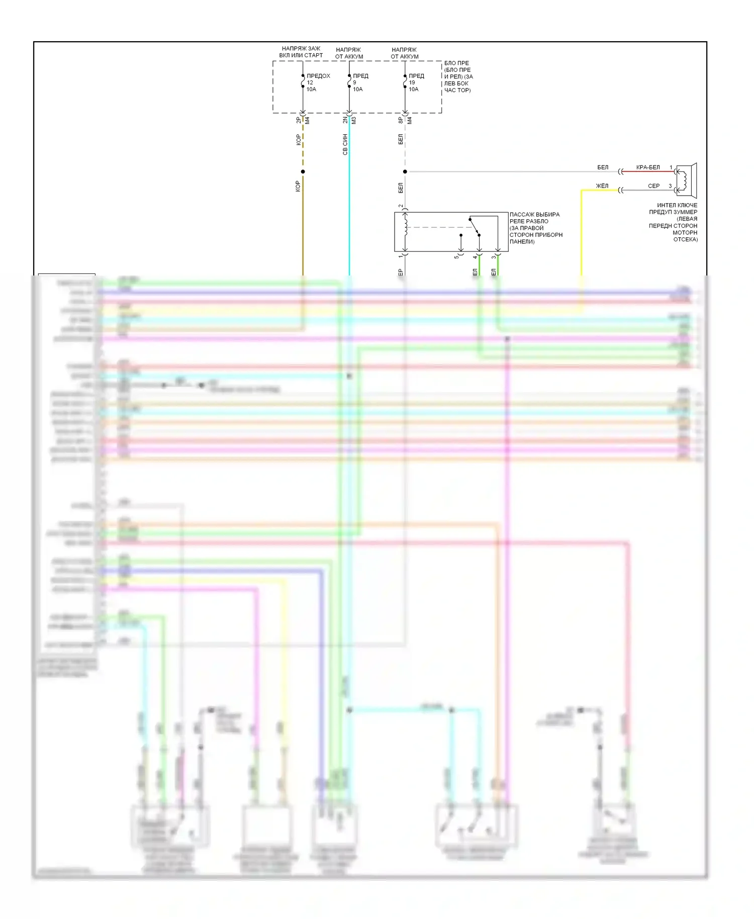 Sentra Nissan B16 рестайлинг (2009-2012): Электросхема центрального замка с интеллектуальным ключом (1 из 3) 
