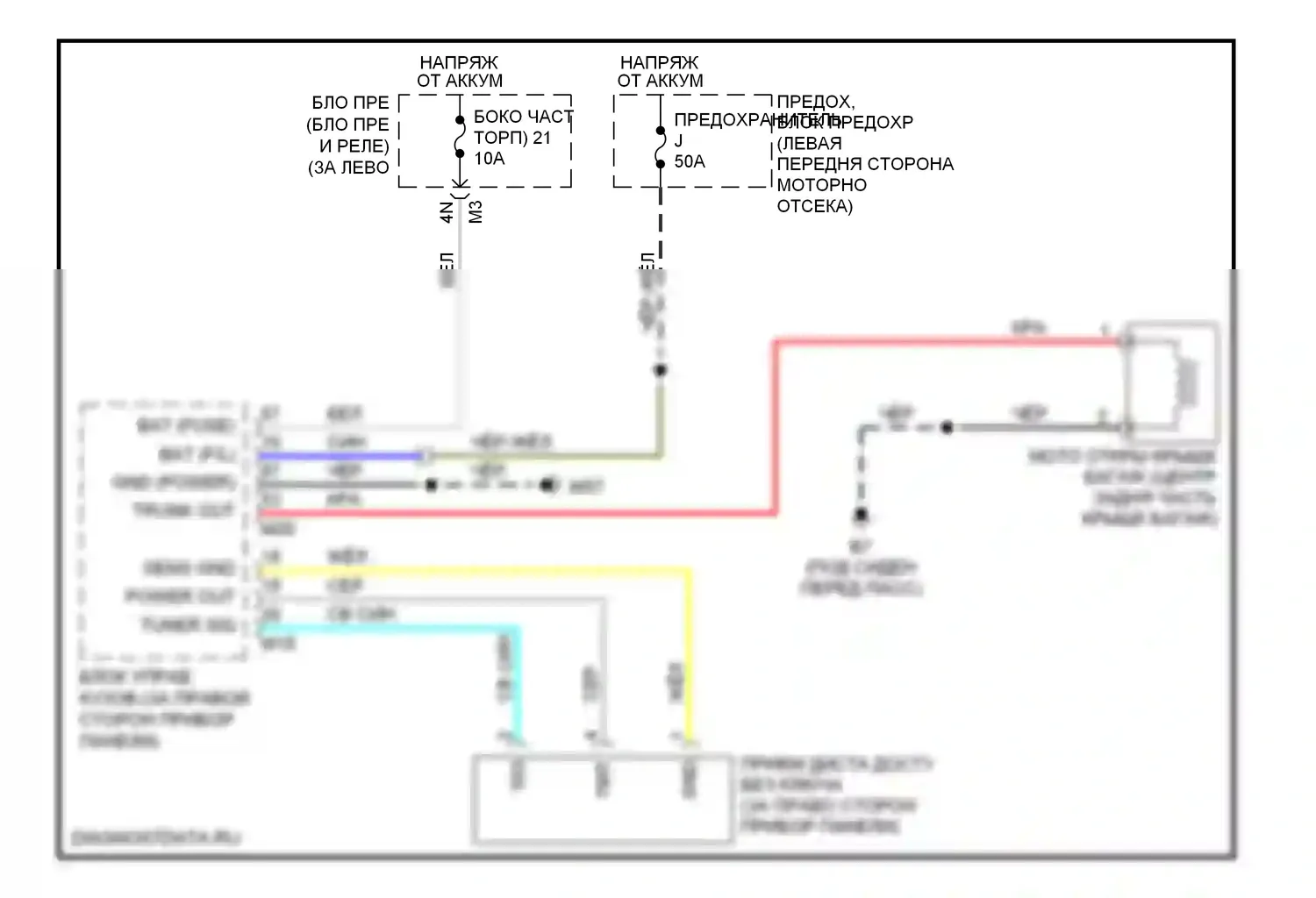 Sentra Nissan B16 (2006-2009): Багажник разблокировать монтажную электросхему, без интеллектуального клавишного блока 