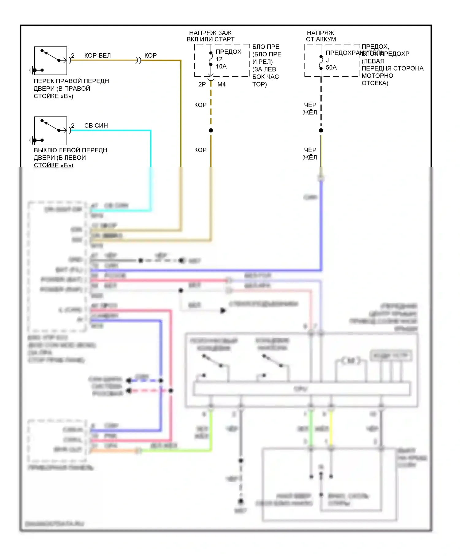 Sentra Nissan B16 (2006-2009): Электросхема складной крыши/люка 