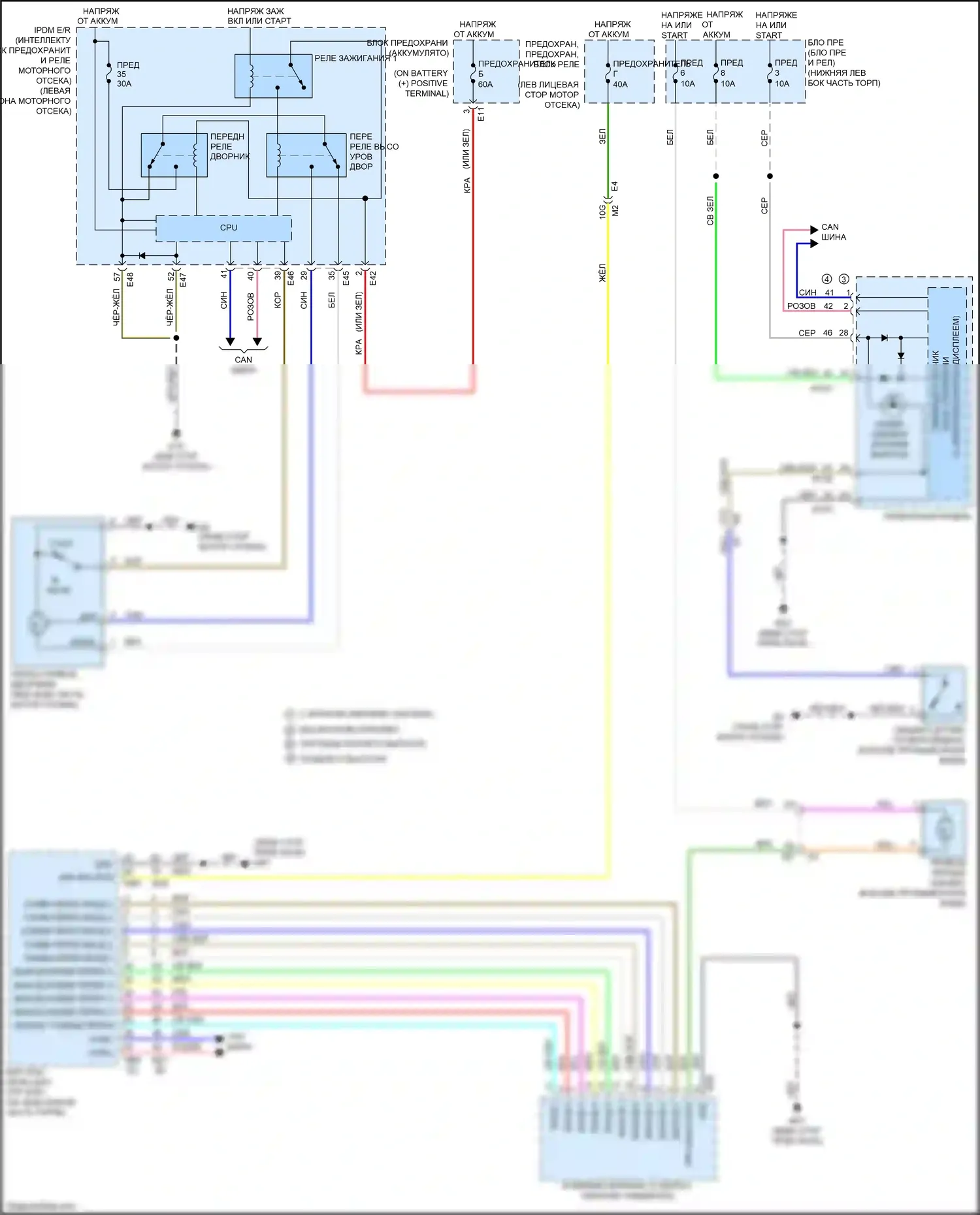 Sentra Nissan B17 рестайлинг (2015-2019): Дворники и омыватели электросхема 
