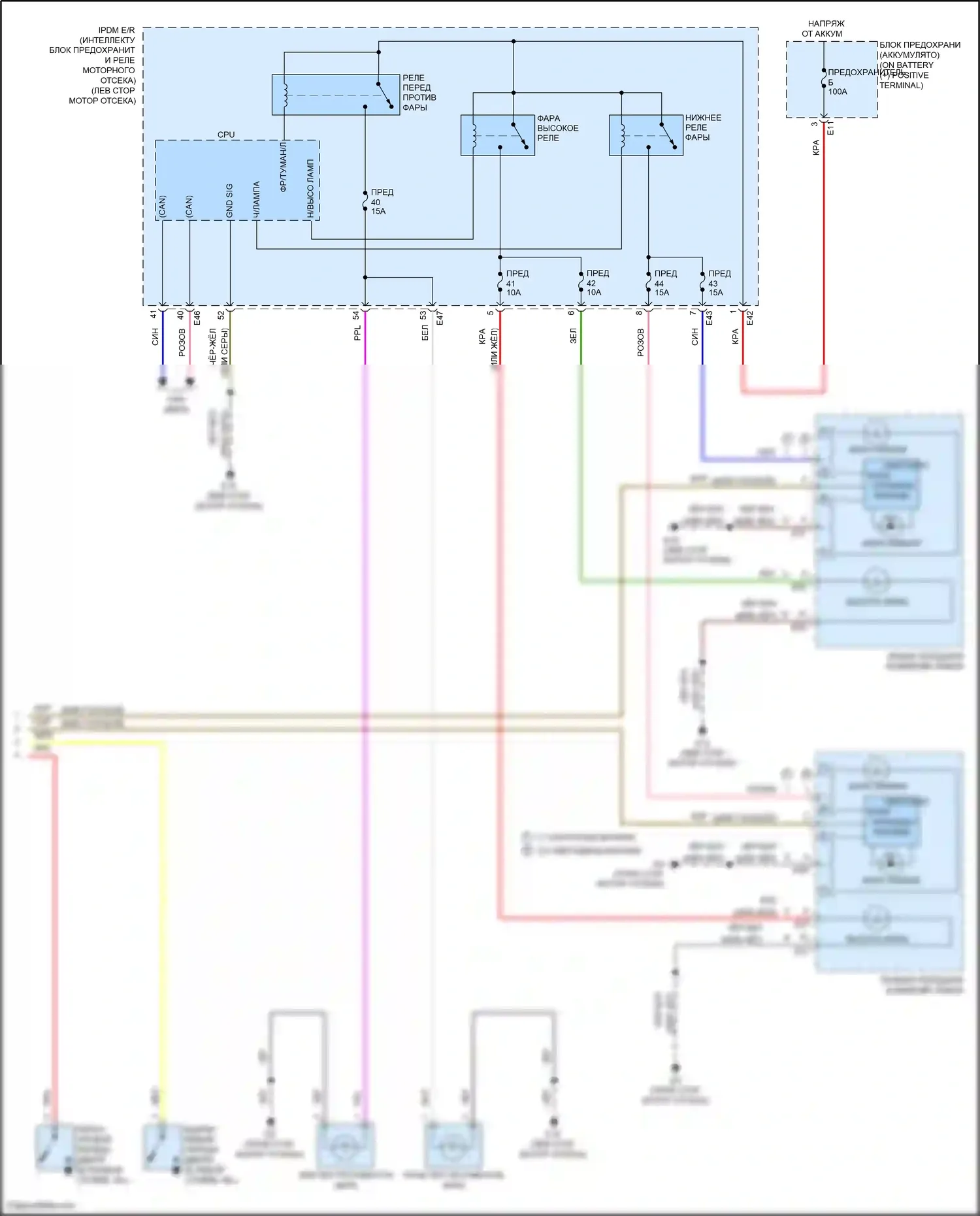 Sentra Nissan B17 рестайлинг (2015-2019): Электросхема фар (2 из 2) 