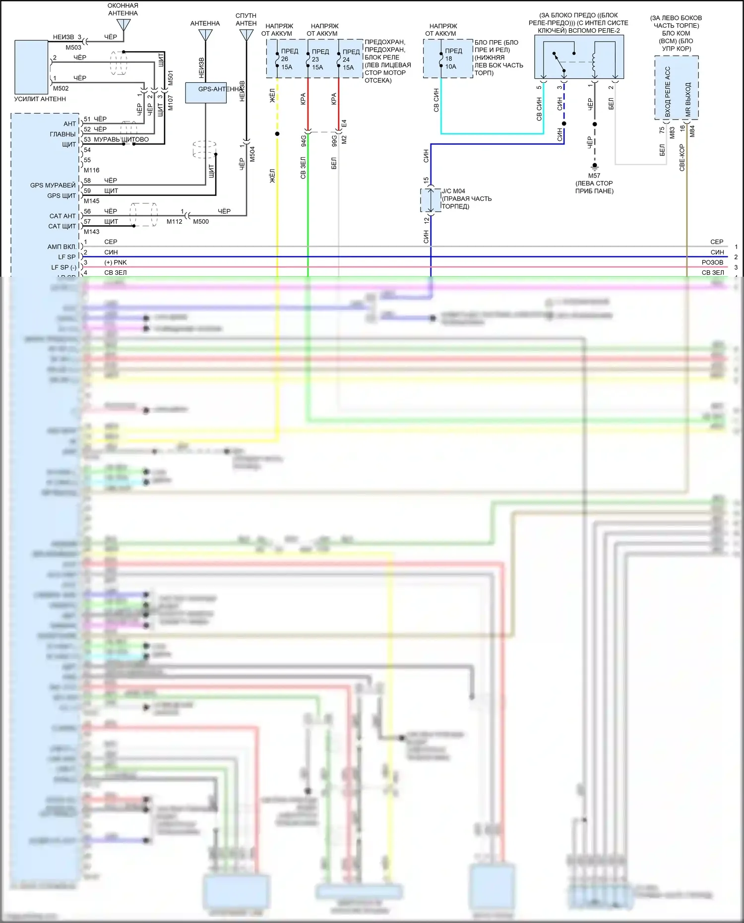 Sentra Nissan B17 рестайлинг (2015-2019): Электросхема магнитолы, с bose (1 из 3) 