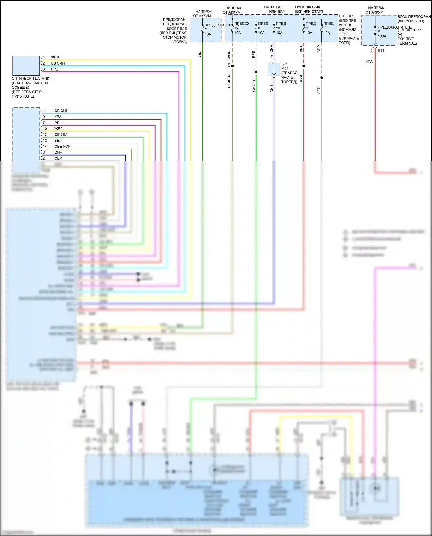 Sentra Nissan B17 рестайлинг (2015-2019): Электросхема подсветки приборной панели (1 из 2) 