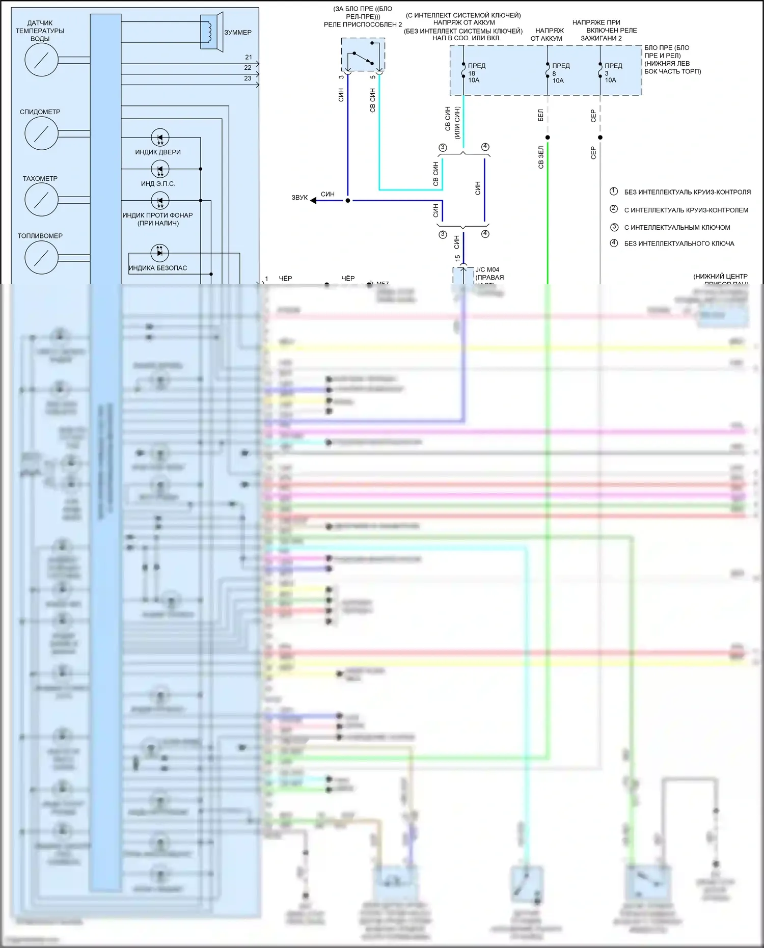 Sentra Nissan B17 рестайлинг (2015-2019): Электросхема приборной панели, поздний выпуск (1 из 3) 