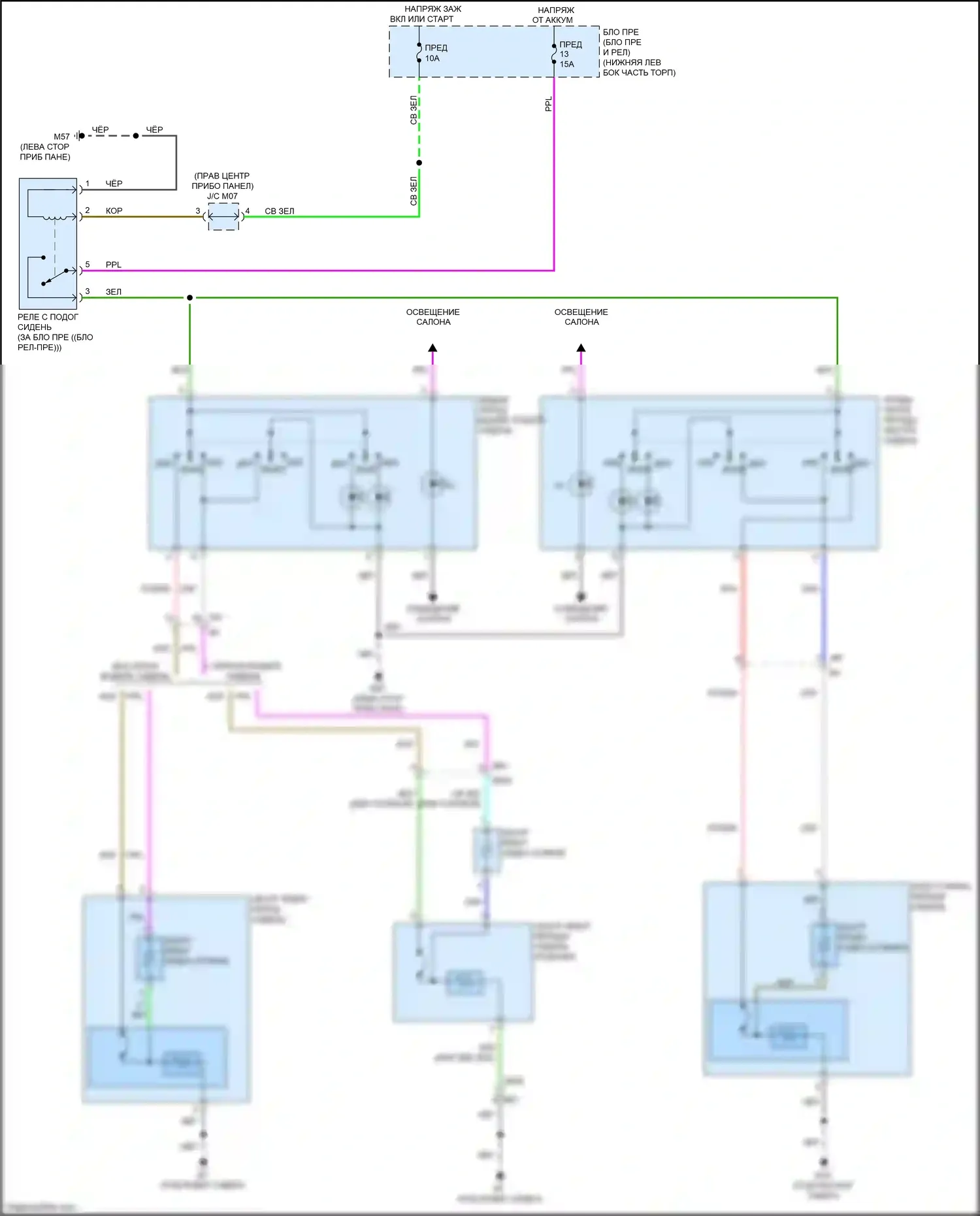 Sentra Nissan B17 рестайлинг (2015-2019): Электросхема передних обогреваемых сидений 