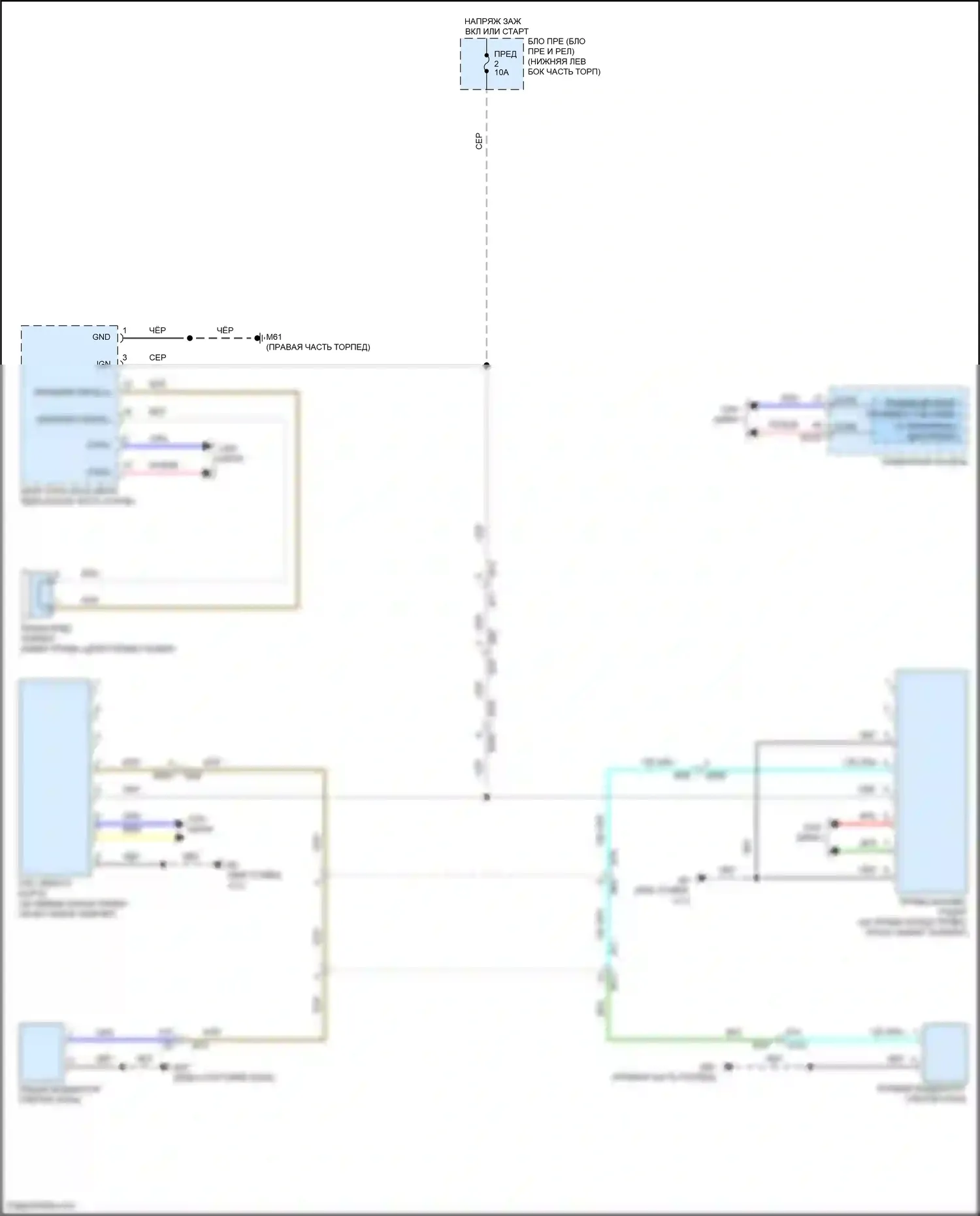 Sentra Nissan B17 рестайлинг (2015-2019): Электросхема мониторинга в слепой зоне 