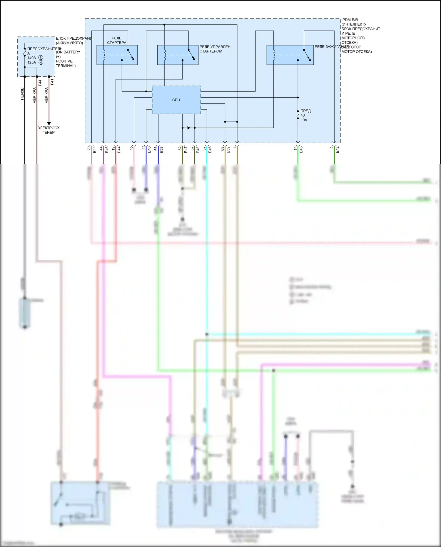 Sentra Nissan B17 рестайлинг (2015-2019): Электросхема стартера, с интеллектуальным ключом (1 из 2) 