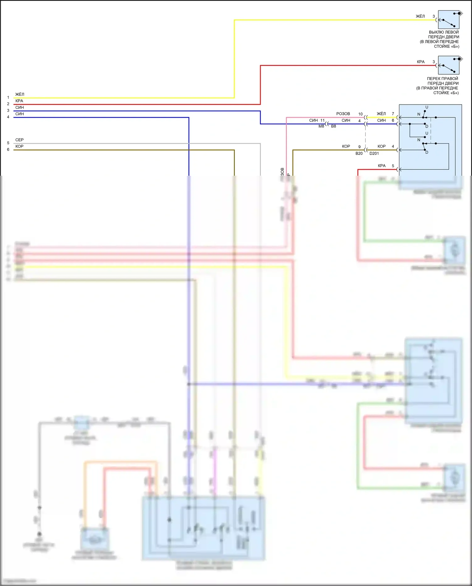 Sentra Nissan B17 рестайлинг (2015-2019): Электросхема стеклоподъемников (2 из 2) 