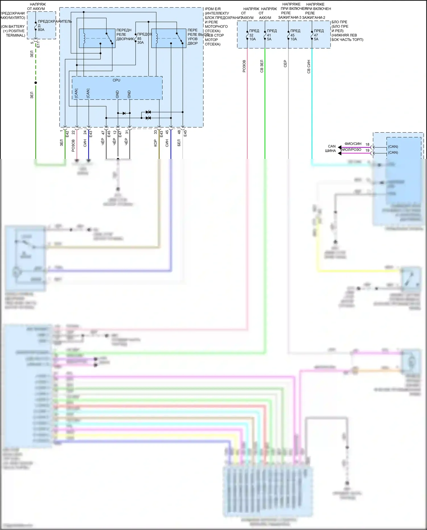 Sentra Nissan B18 (2019-2024): Дворники и омыватели электросхема 