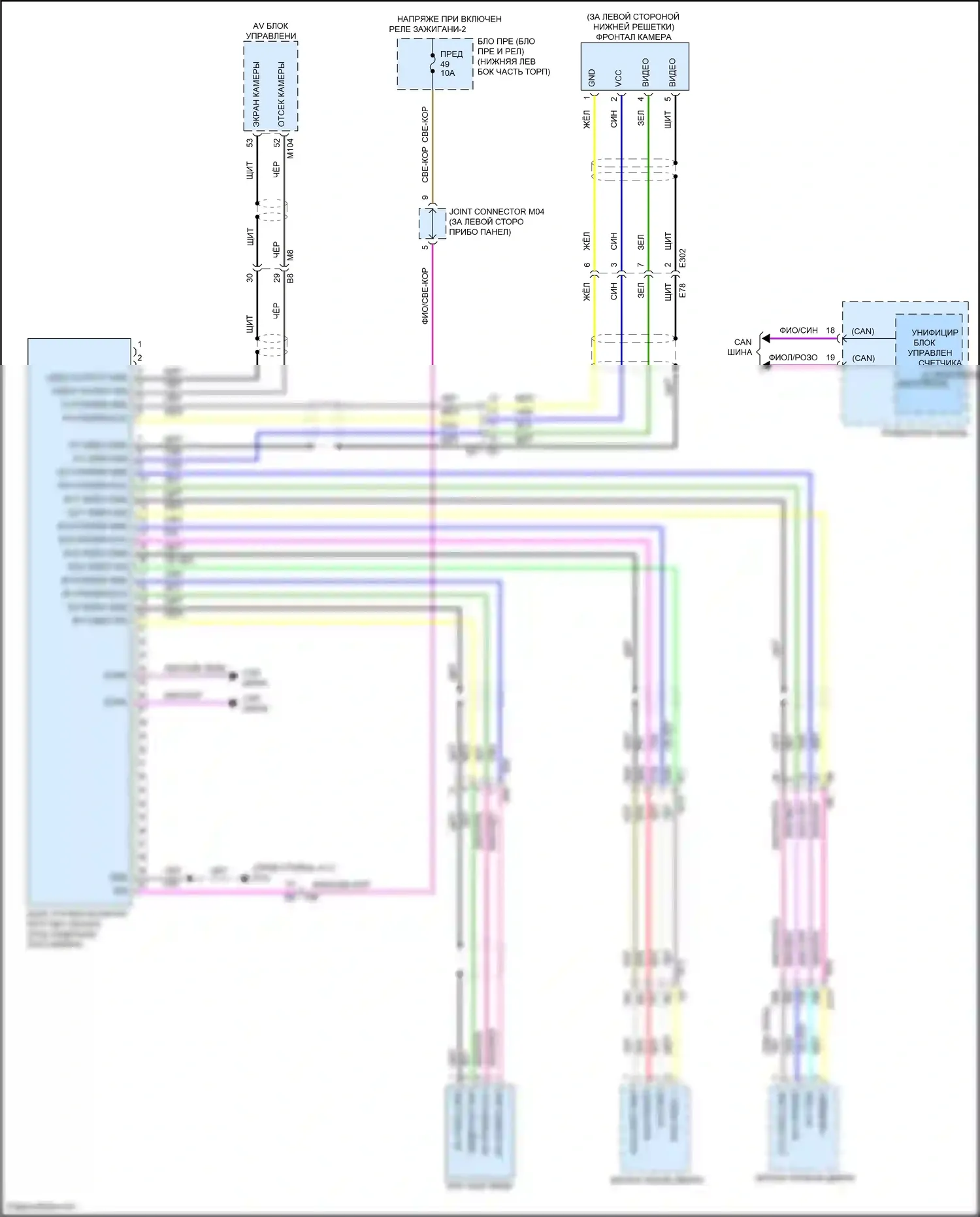 Sentra Nissan B18 (2019-2024): Электросхема камеры кругового обзора 