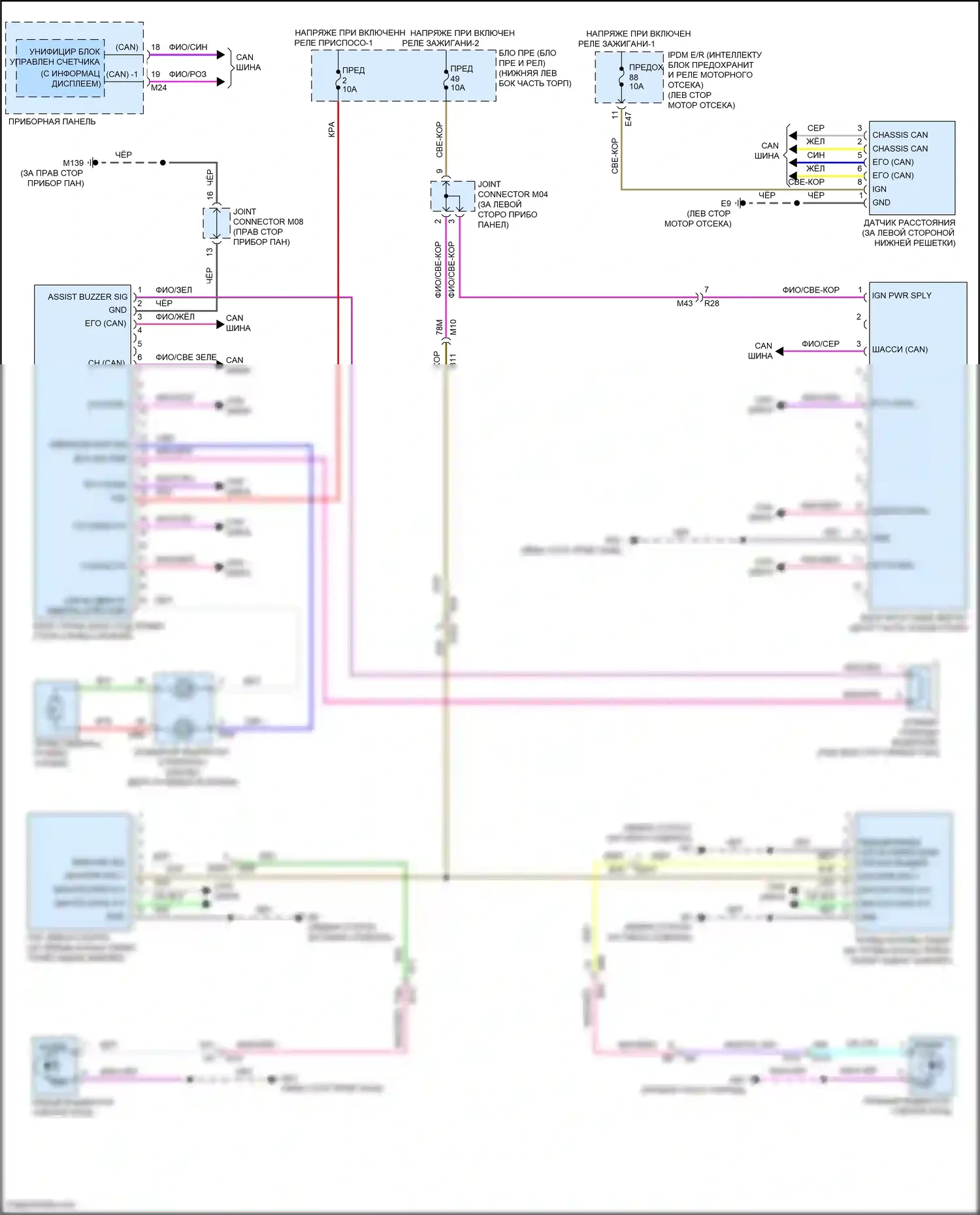 Sentra Nissan B18 (2019-2024): Электросхема системы помощи водителю 