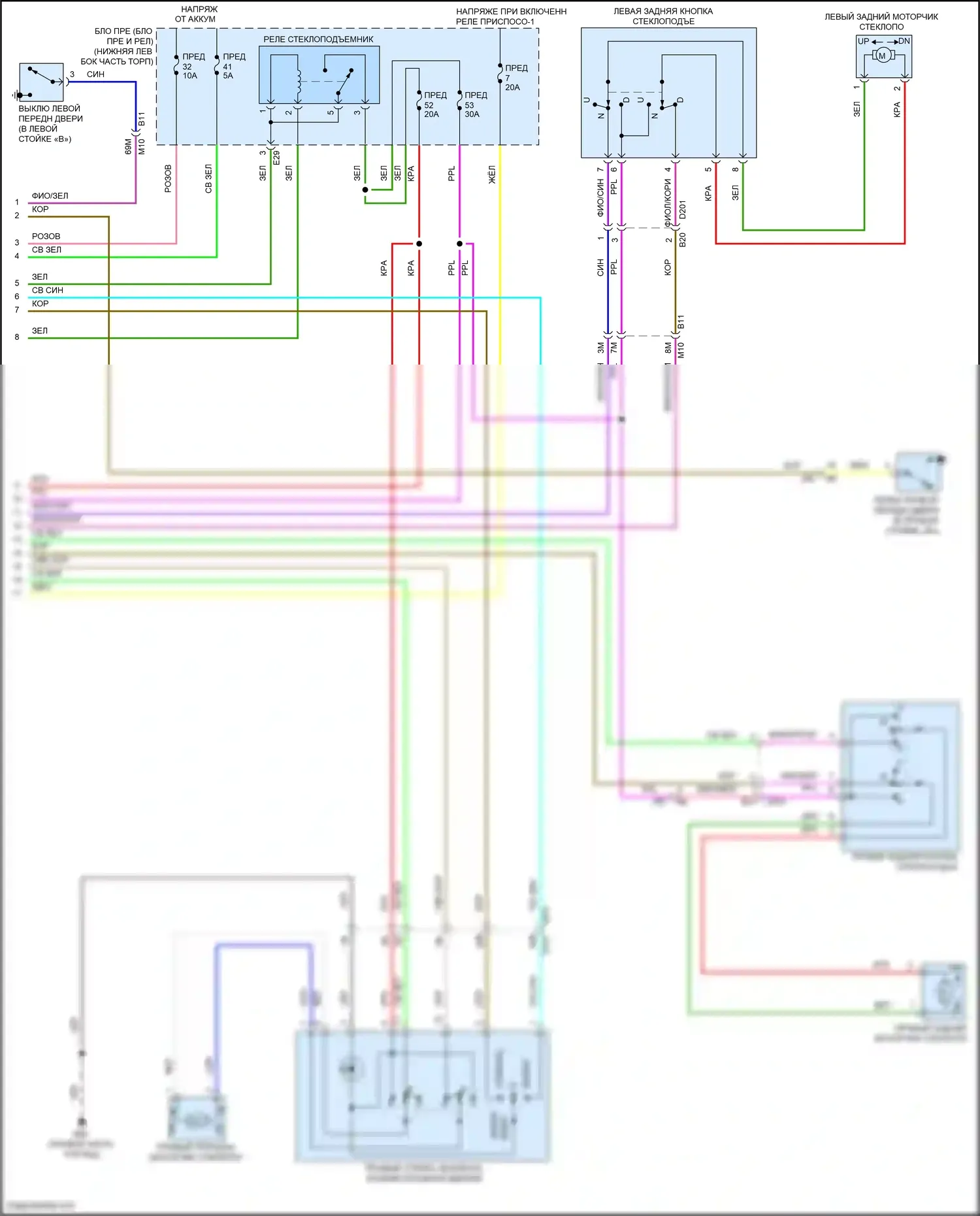 Sentra Nissan B18 (2019-2024): Электросхема стеклоподъемников (2 из 2) 