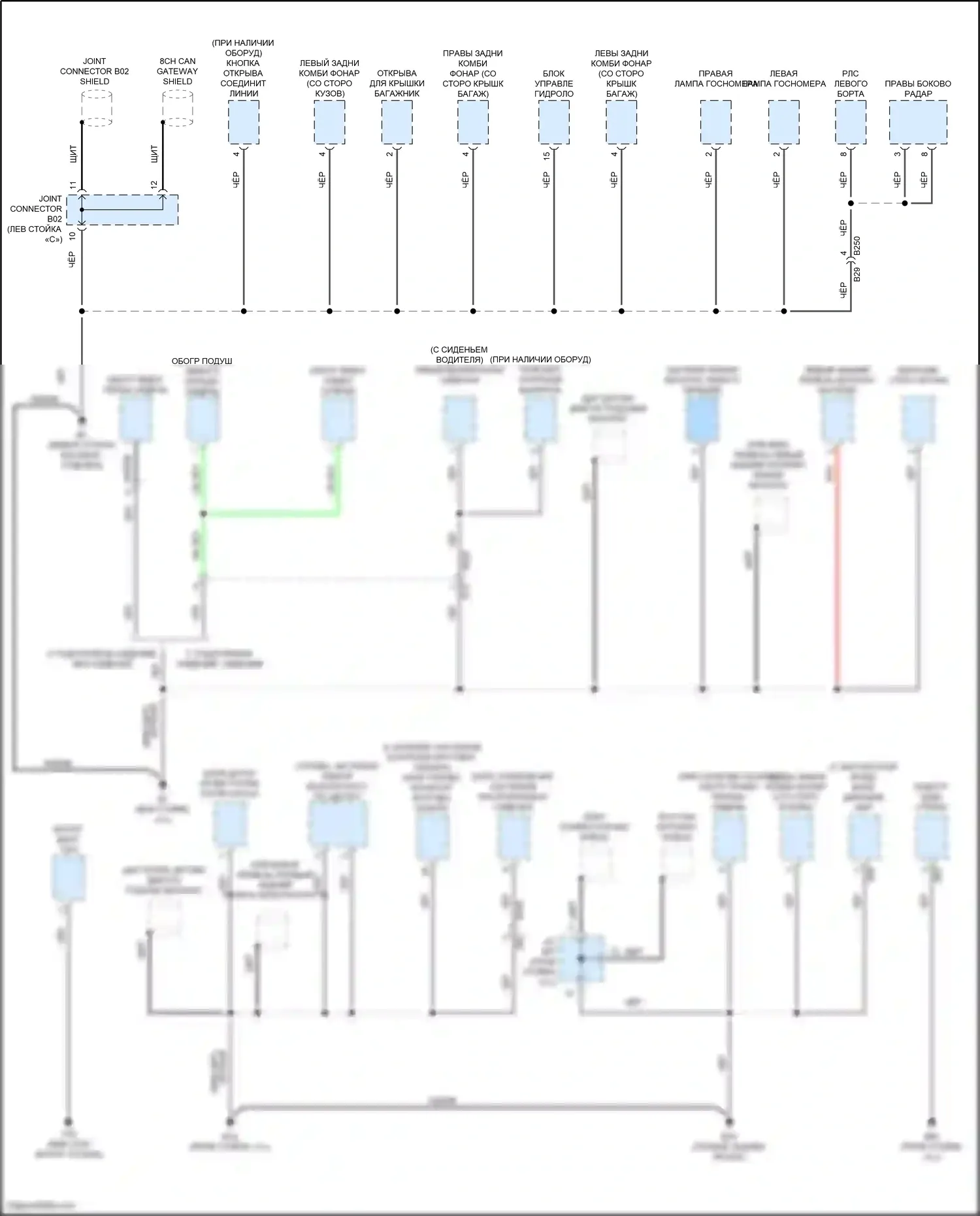 Sentra Nissan B18 (2019-2024): Электросхема точек подключения масс (1 из 4) 