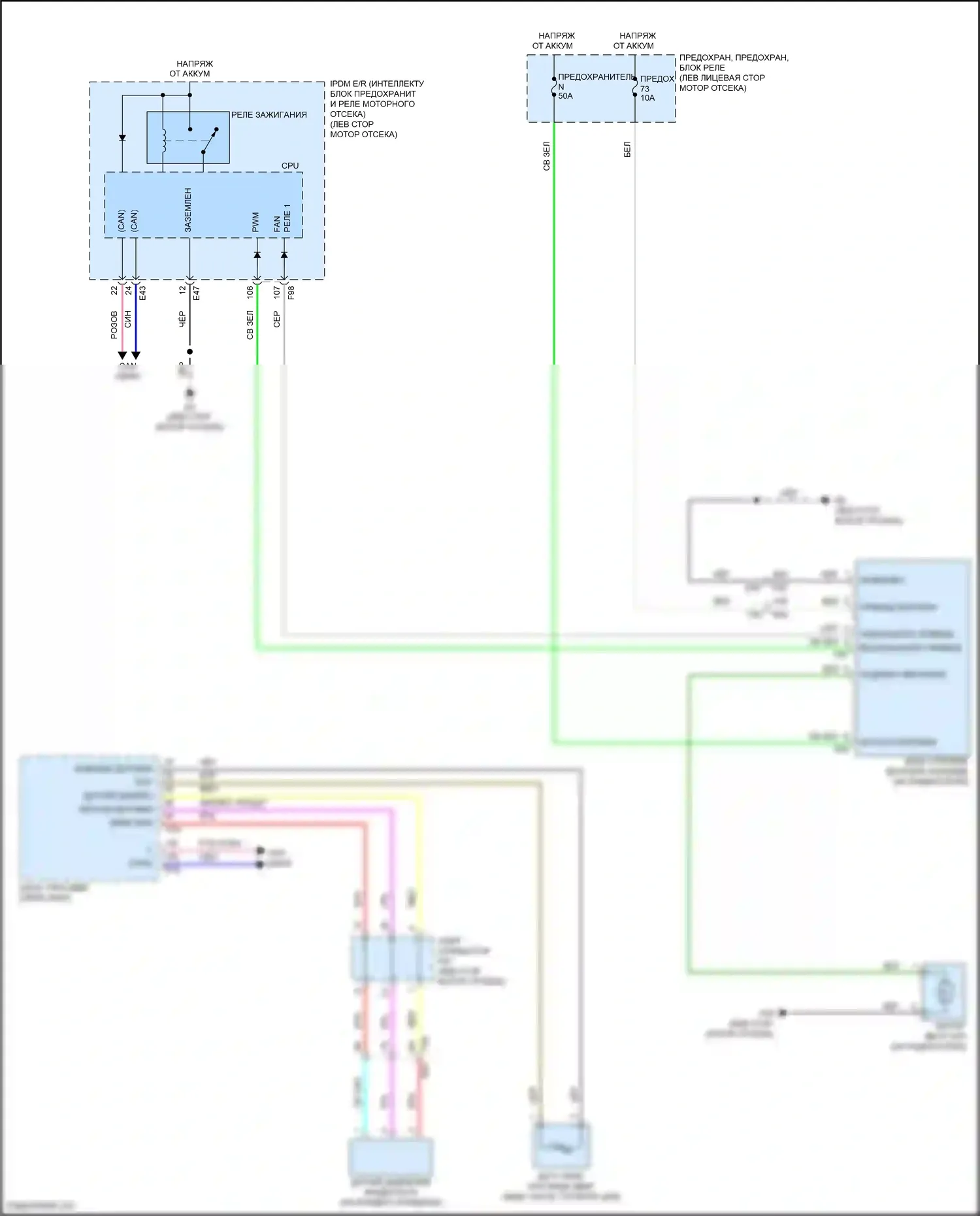 Sentra Nissan B18 (2019-2024): Электросхема вентилятора охлаждения 