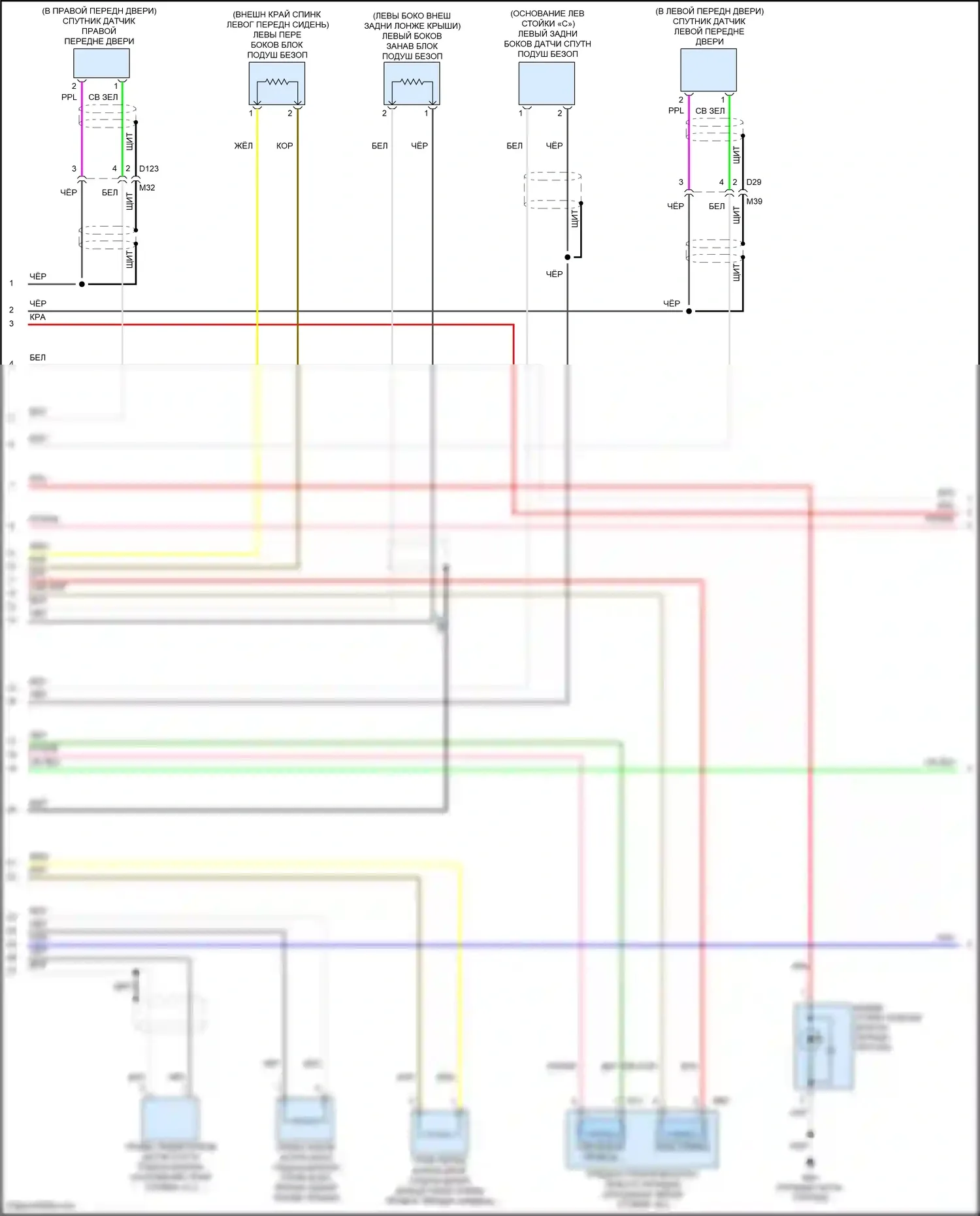 Teana Nissan L33 (2014-2020): Электросхема подушек безопасности (2 из 3) 
