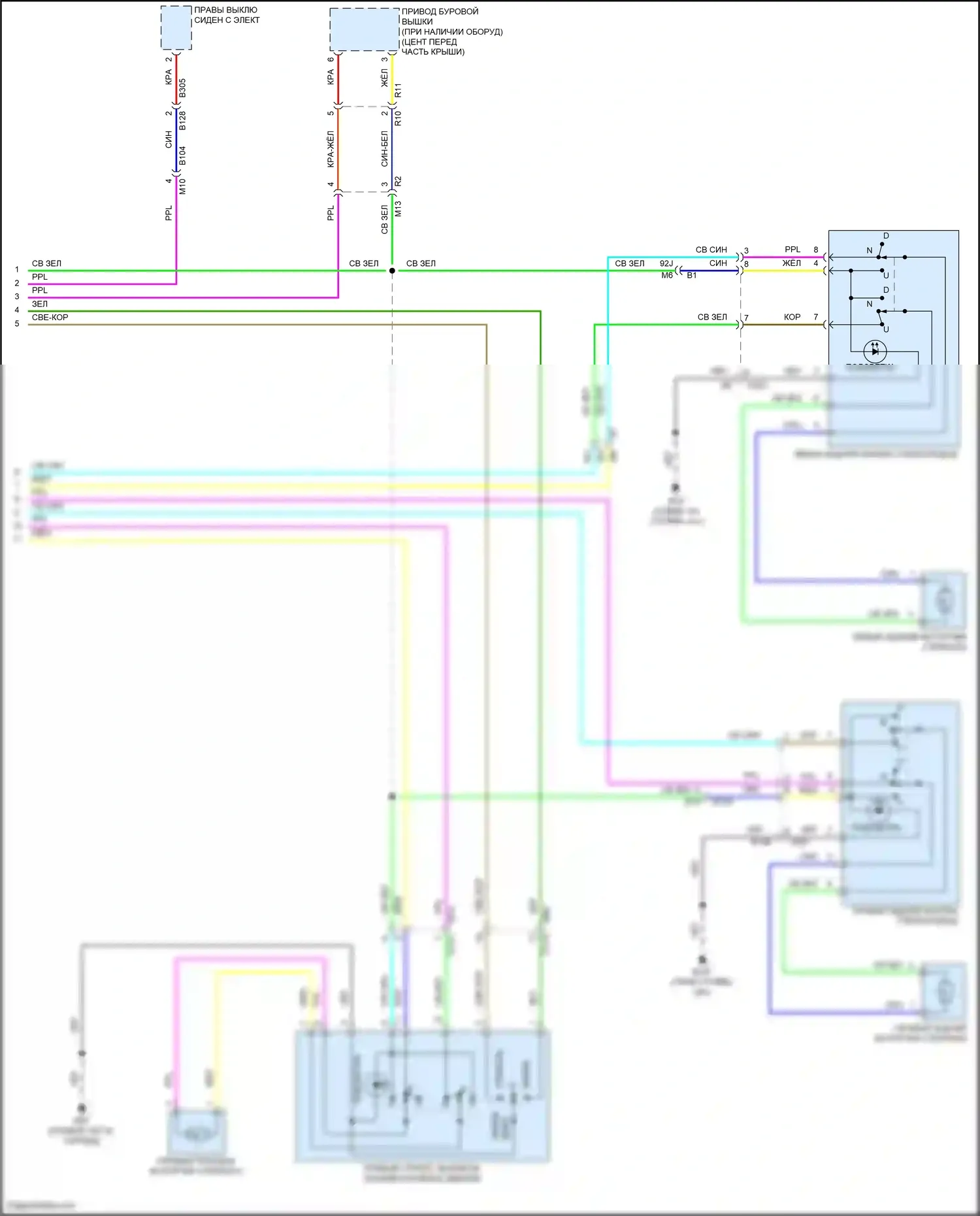 Teana Nissan L33 (2014-2020): Электросхема стеклоподъемников с системой защиты от защемления на стороне водителя (2 из 2) 