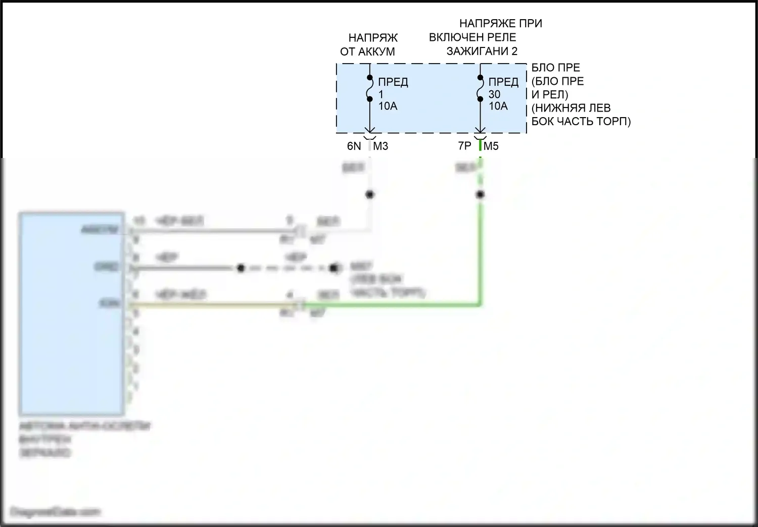 Teana Nissan L33 (2014-2020): Auto анти-ослепляя внутри зеркальной электросхемы проводки 