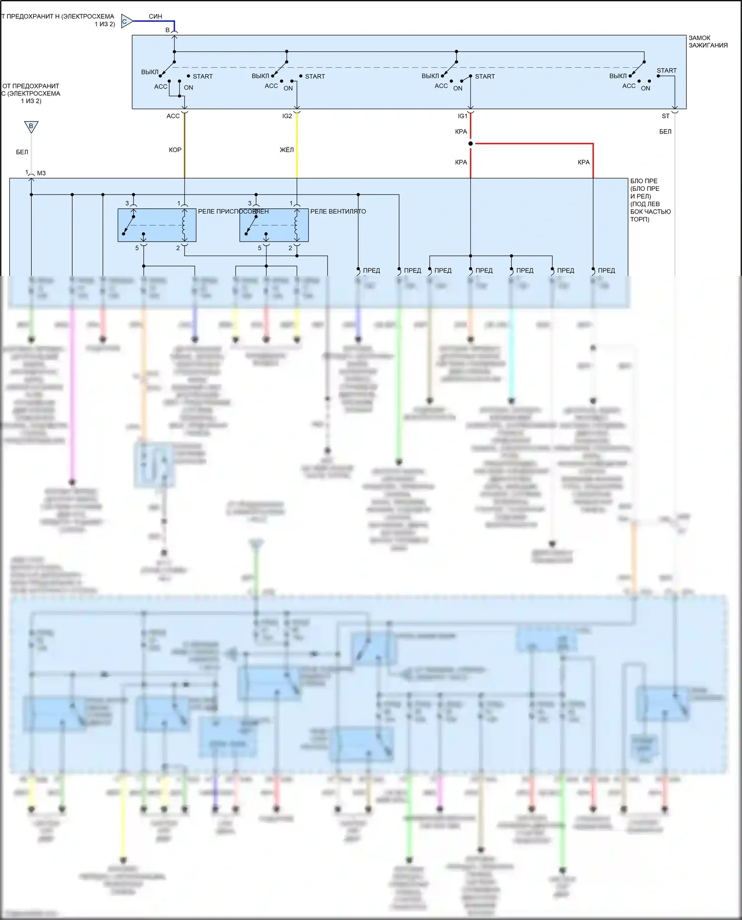 Tiida Nissan C11 рестайлинг (2010-2013): Электросхема блока предохранителей реле (2 из 2) 