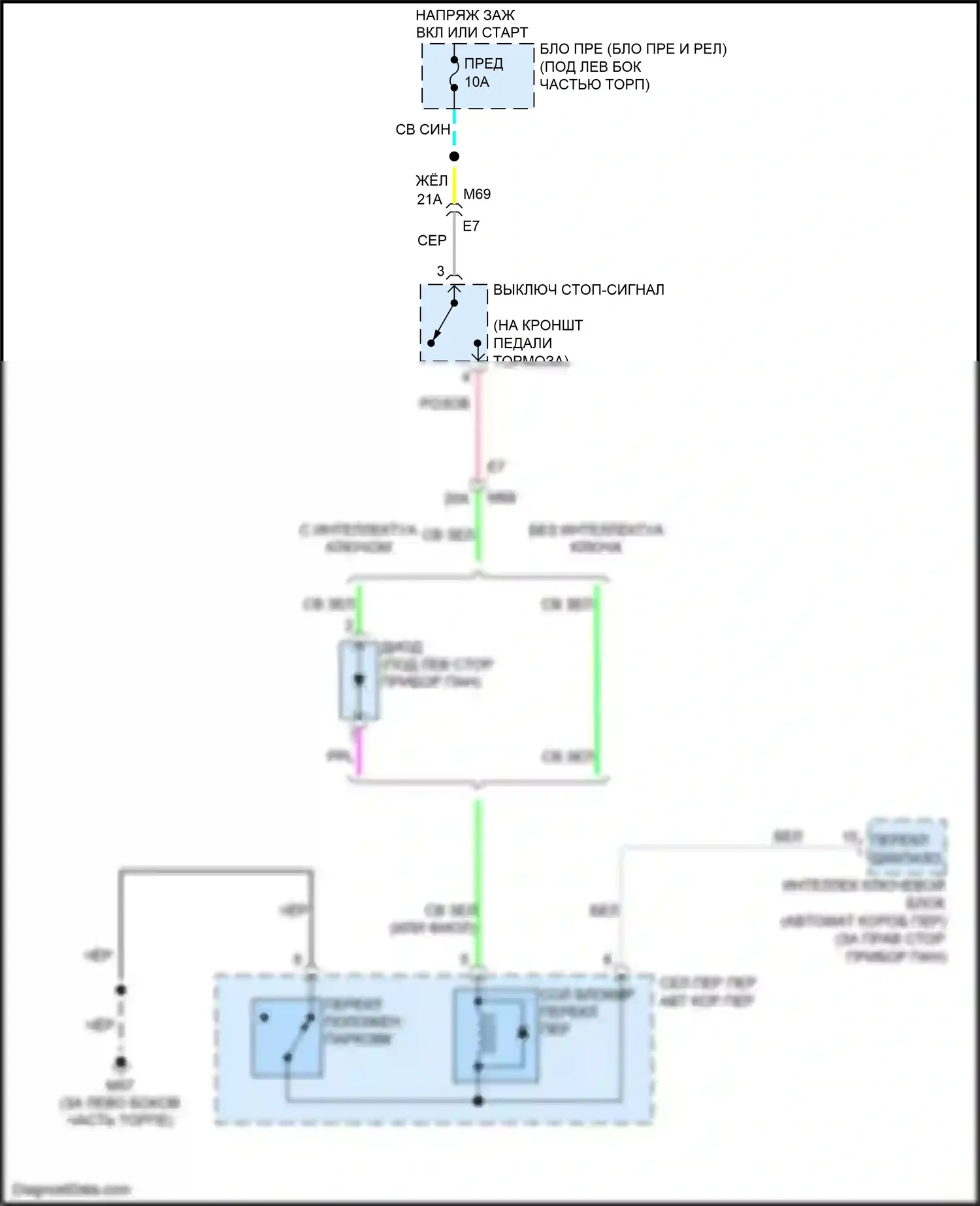 Tiida Nissan C11 рестайлинг (2010-2013): Электросхема блокировки селектора 
