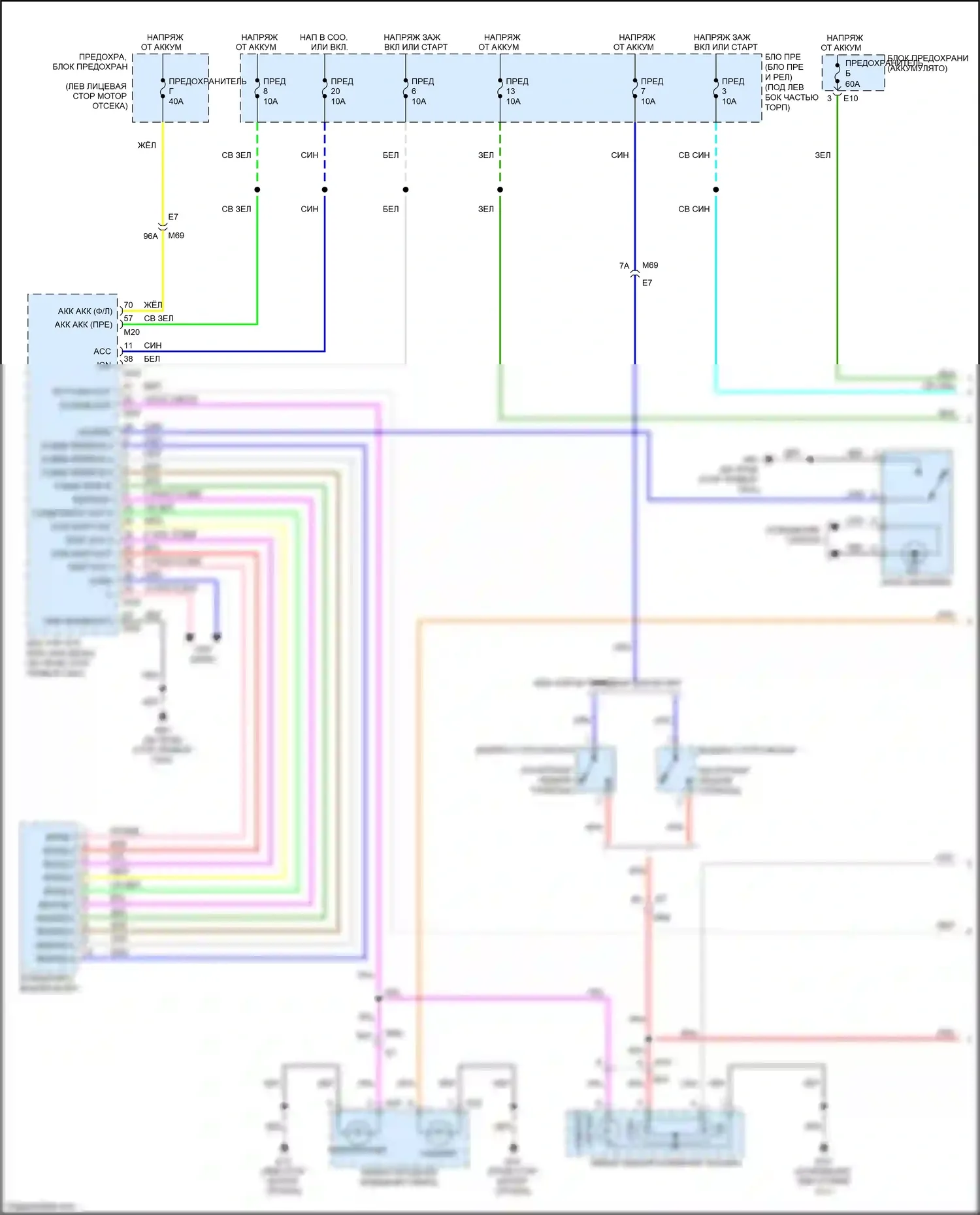 Tiida Nissan C11 рестайлинг (2010-2013): Электросхема внешних светильников, хэтчбек (1 из 2) 