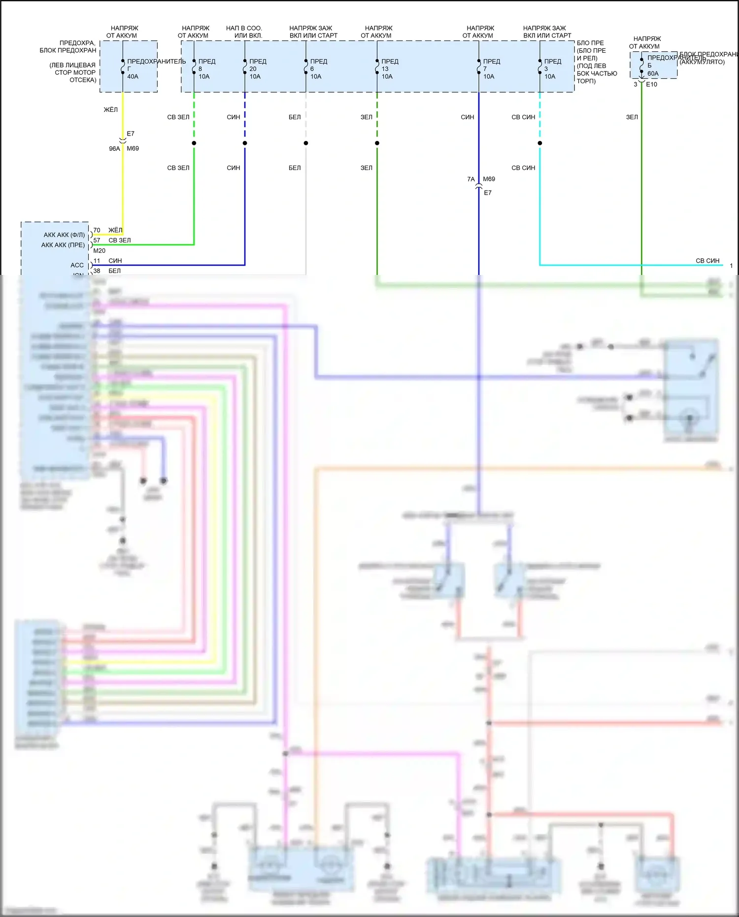 Tiida Nissan C11 рестайлинг (2010-2013): Электросхема внешних светильников, седан (1 из 2) 