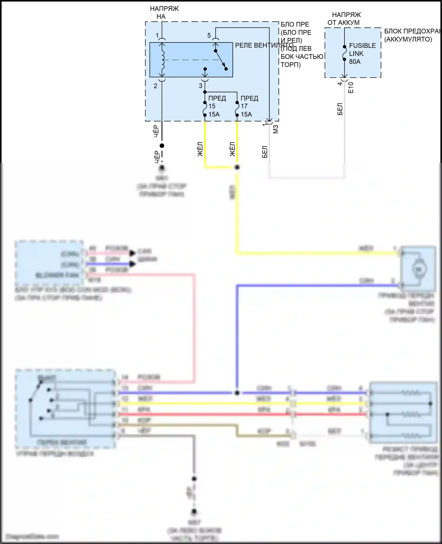 Tiida Nissan C11 рестайлинг (2010-2013): Электросхема нагревателя 