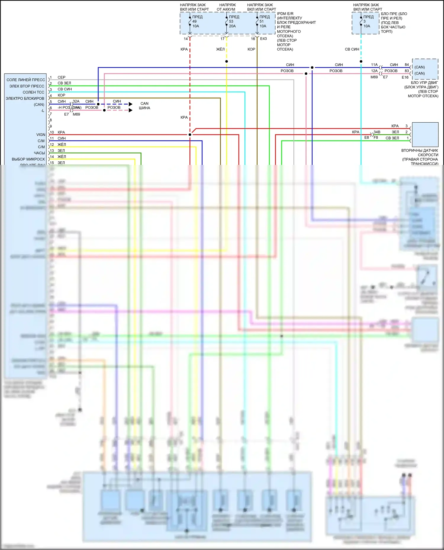 Tiida Nissan C11 рестайлинг (2010-2013): Электросхема коробки передач, с cvt 