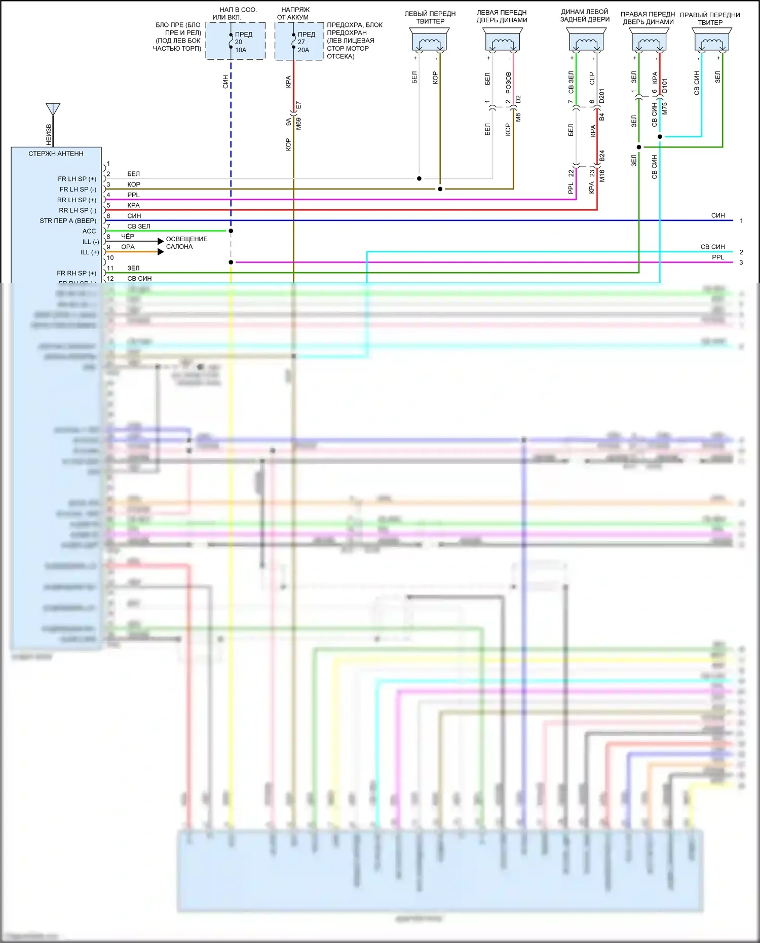 Tiida Nissan C11 рестайлинг (2010-2013): Премиальная электросхема радиопровода, без навигации (1 из 2) 