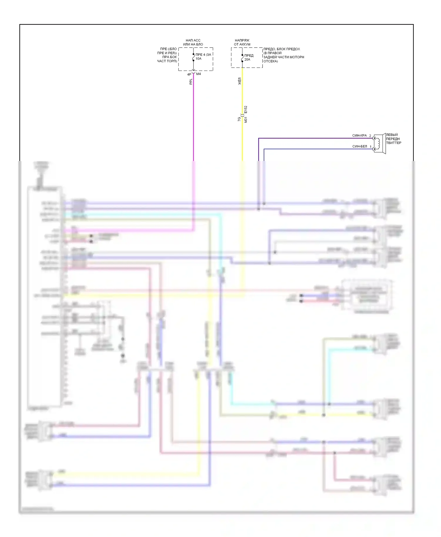Titan Nissan I рестайлинг (2007-2015): Электросхема магнитолы средней линии 