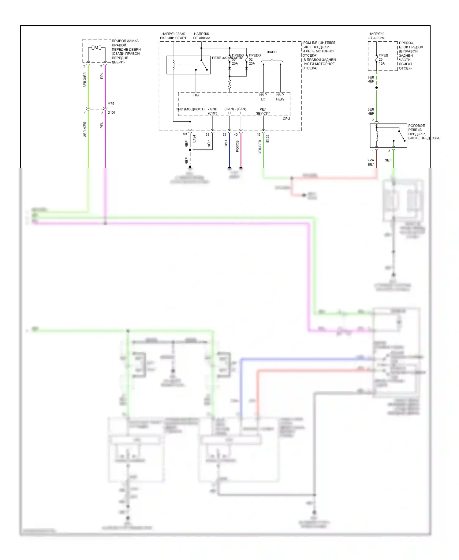 Titan Nissan I рестайлинг (2007-2015): Электросхема центрального замка, кабина (2 из 2) 