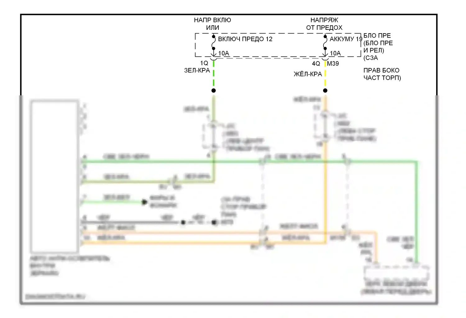 Titan Nissan I рестайлинг (2007-2015): Auto анти-ослепляя внутри зеркальной электросхемы проводки 