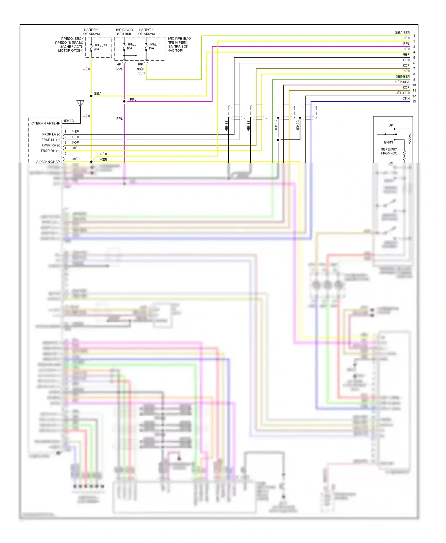 Titan Nissan I (2003-2006): Электросхема монтажа магнитолы звука премиум-класса, без навигации (1 из 2) 
