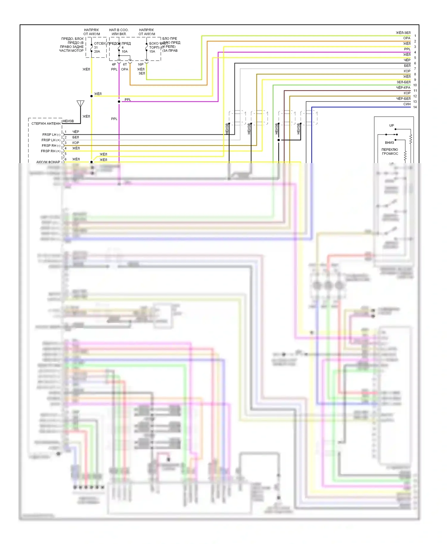 Titan Nissan I (2003-2006): Электросхема монтажа магнитолы звука премиум-класса, с навигацией (1 из 3) 