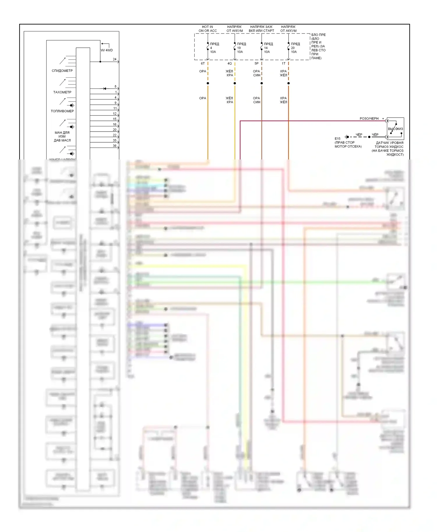 Titan Nissan I (2003-2006): Электросхема приборной панели (1 из 2) 