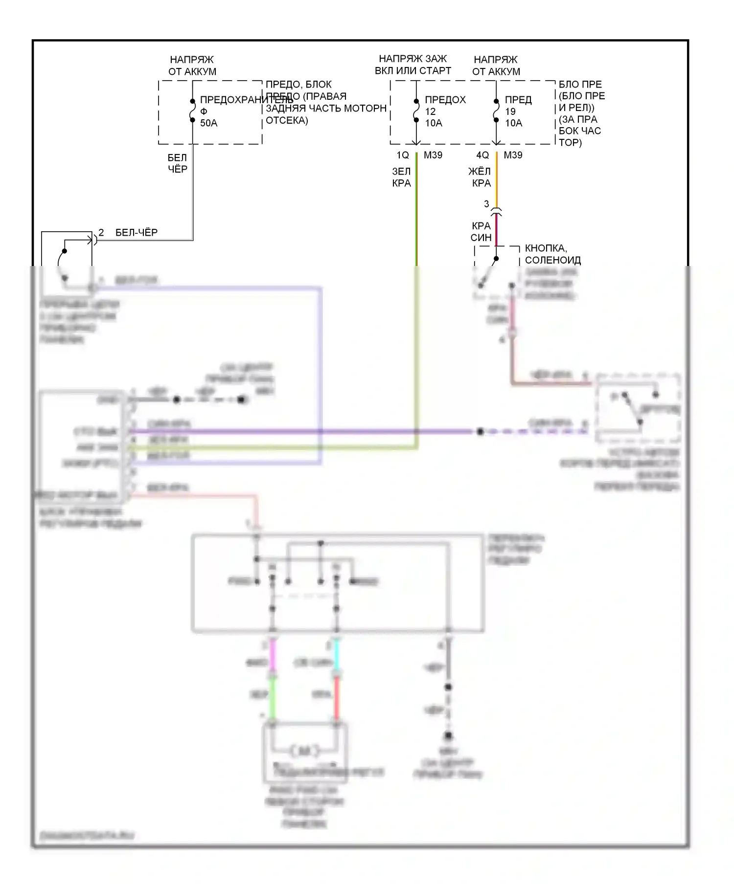 Titan Nissan I (2003-2006): Электросхема регулируемой педали, с переключением пола 