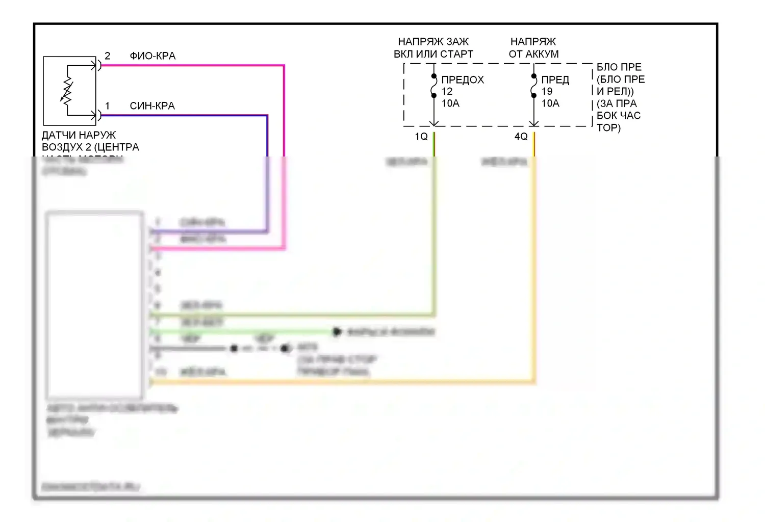 Titan Nissan I (2003-2006): Зеркало заднего вида с автозатемнением электросхема 