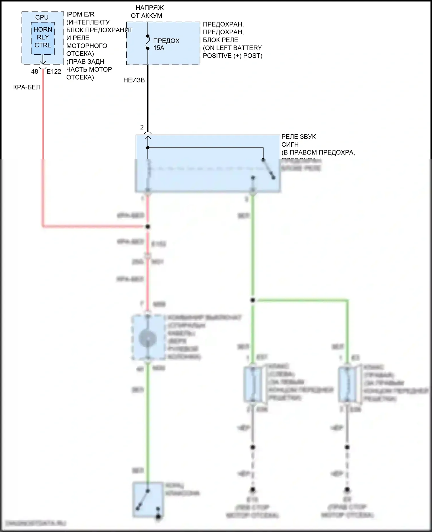 Titan Nissan II рестайлинг (2019-2024): Электросхема клаксона 