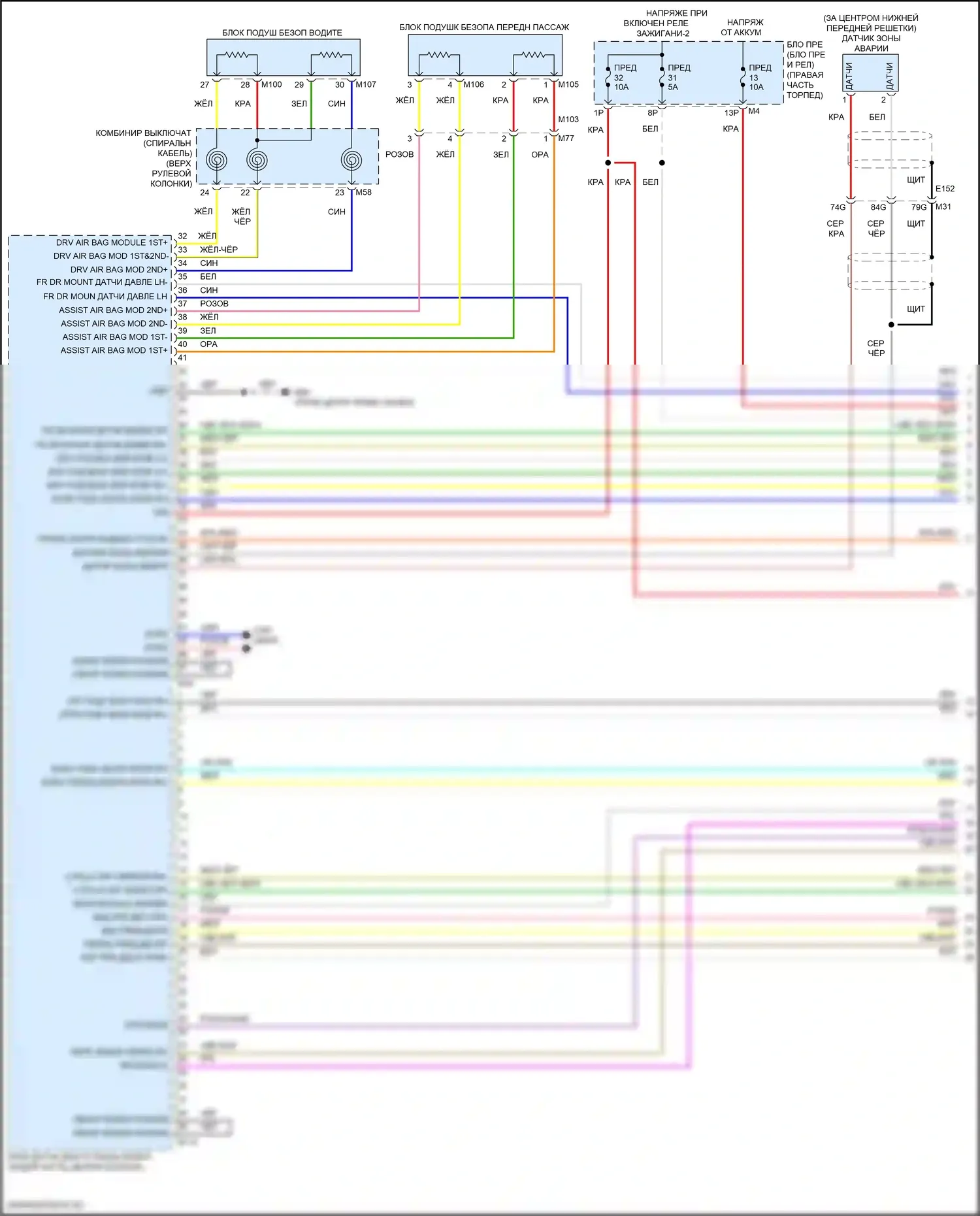Titan Nissan II рестайлинг (2019-2024): Электросхема подушек безопасности с системой распознаваний сиденья (1 из 4) 