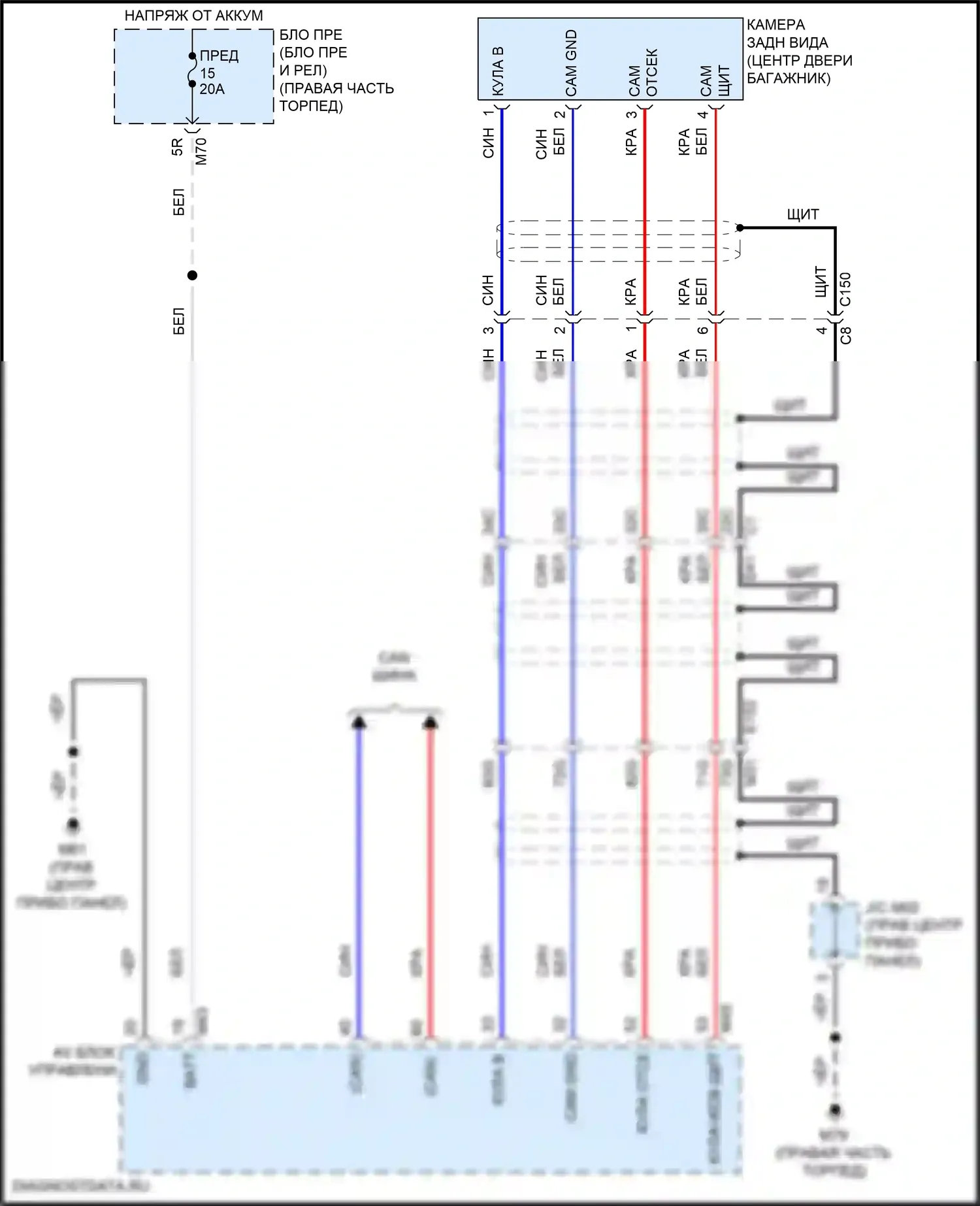 Titan Nissan II рестайлинг (2019-2024): Электросхема камеры заднего вида 